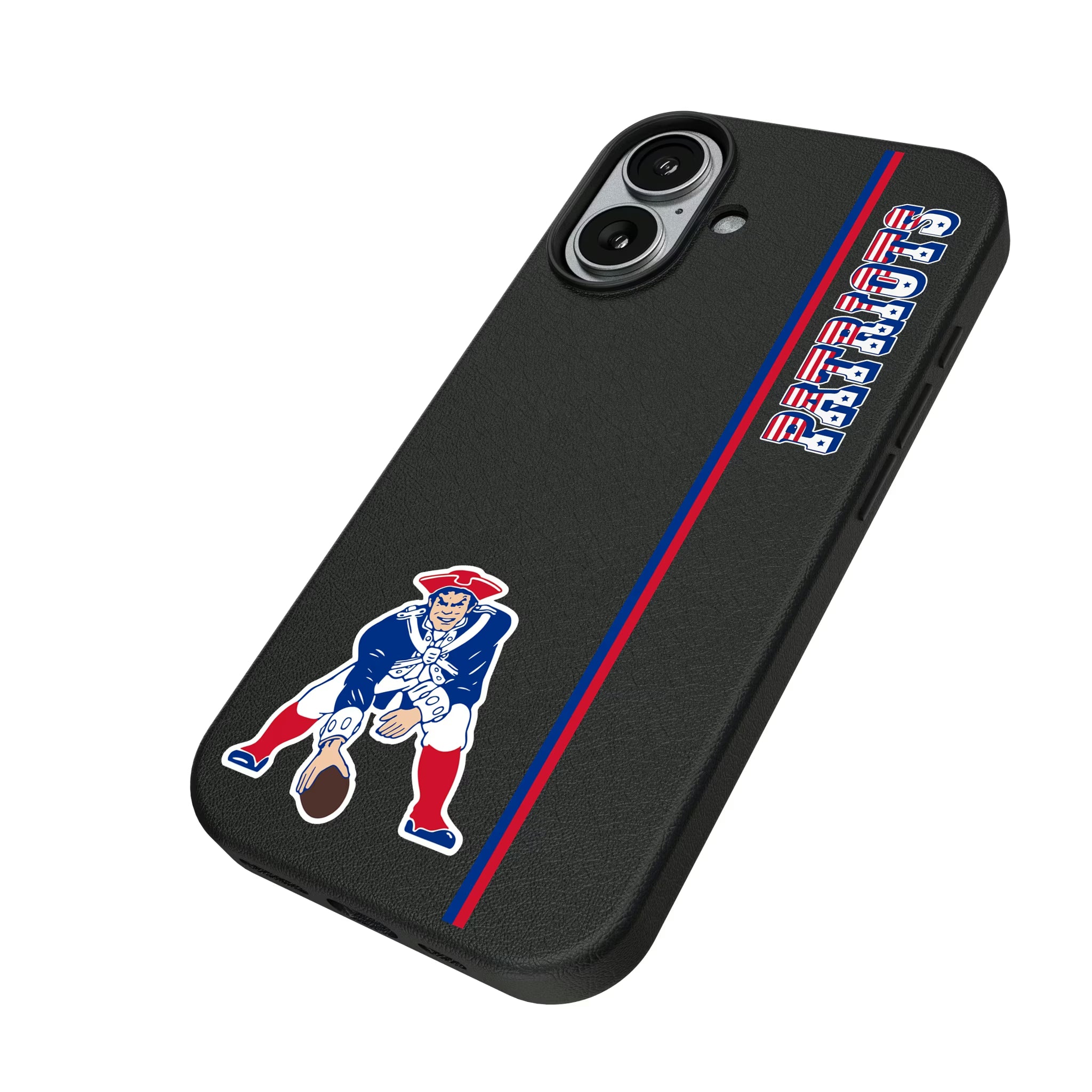 New England Patriots Historic Collection Sidebar iPhone MagSafe Compatible Phone Case for Apple iPhone - Isometric View#Device_iPhone 17