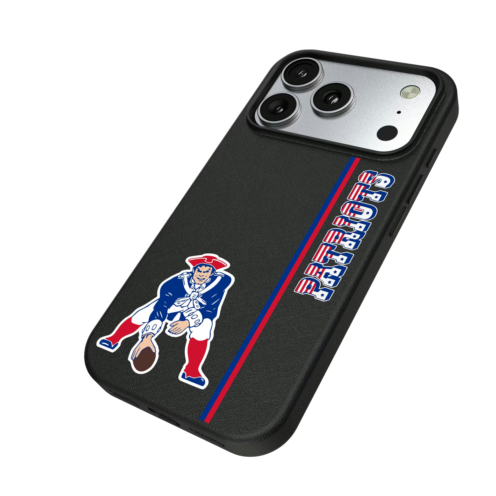 New England Patriots Historic Collection Sidebar iPhone MagSafe Compatible Phone Case for Apple iPhone - Isometric View#Device_iPhone 17 Pro