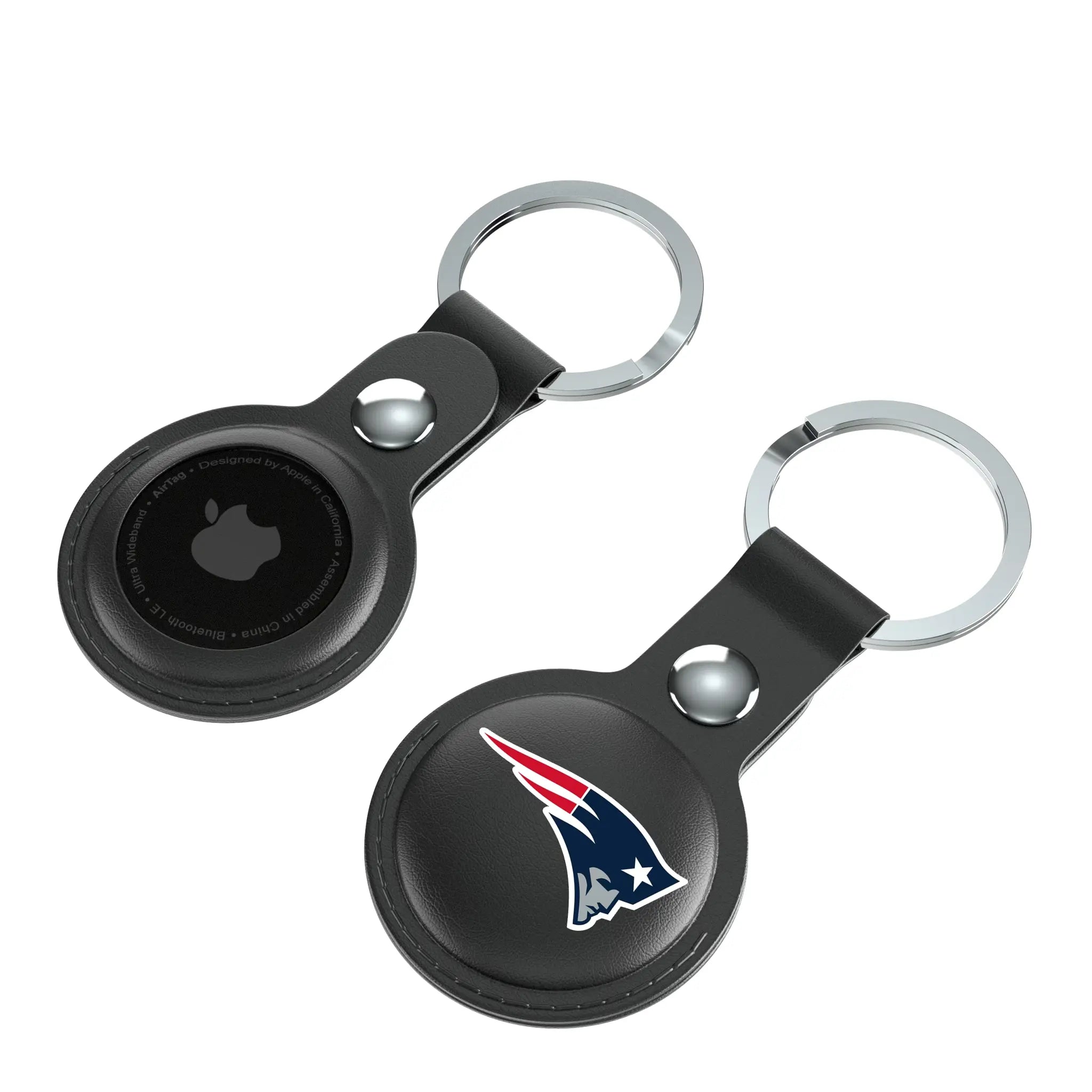 New England Patriots Insignia AirTag Black Airtag Holder 2-Pack - Isometric View