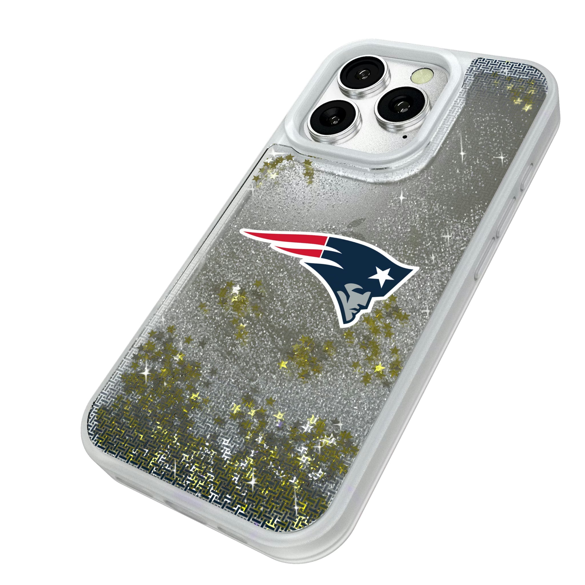 New England Patriots Linen iPhone Glitter Phone Case for Apple iPhone - Isometric View#Device_iPhone 16 Pro