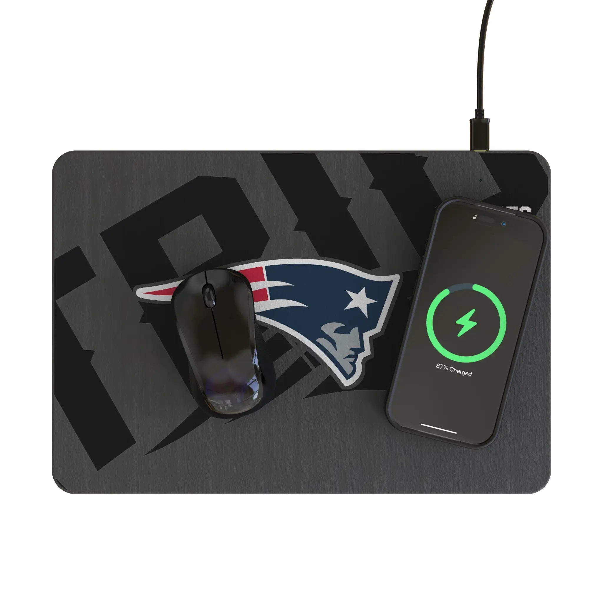 New England Patriots Monocolor Tilt 15-Watt Wireless Charger and Mouse Pad - Lifestyle