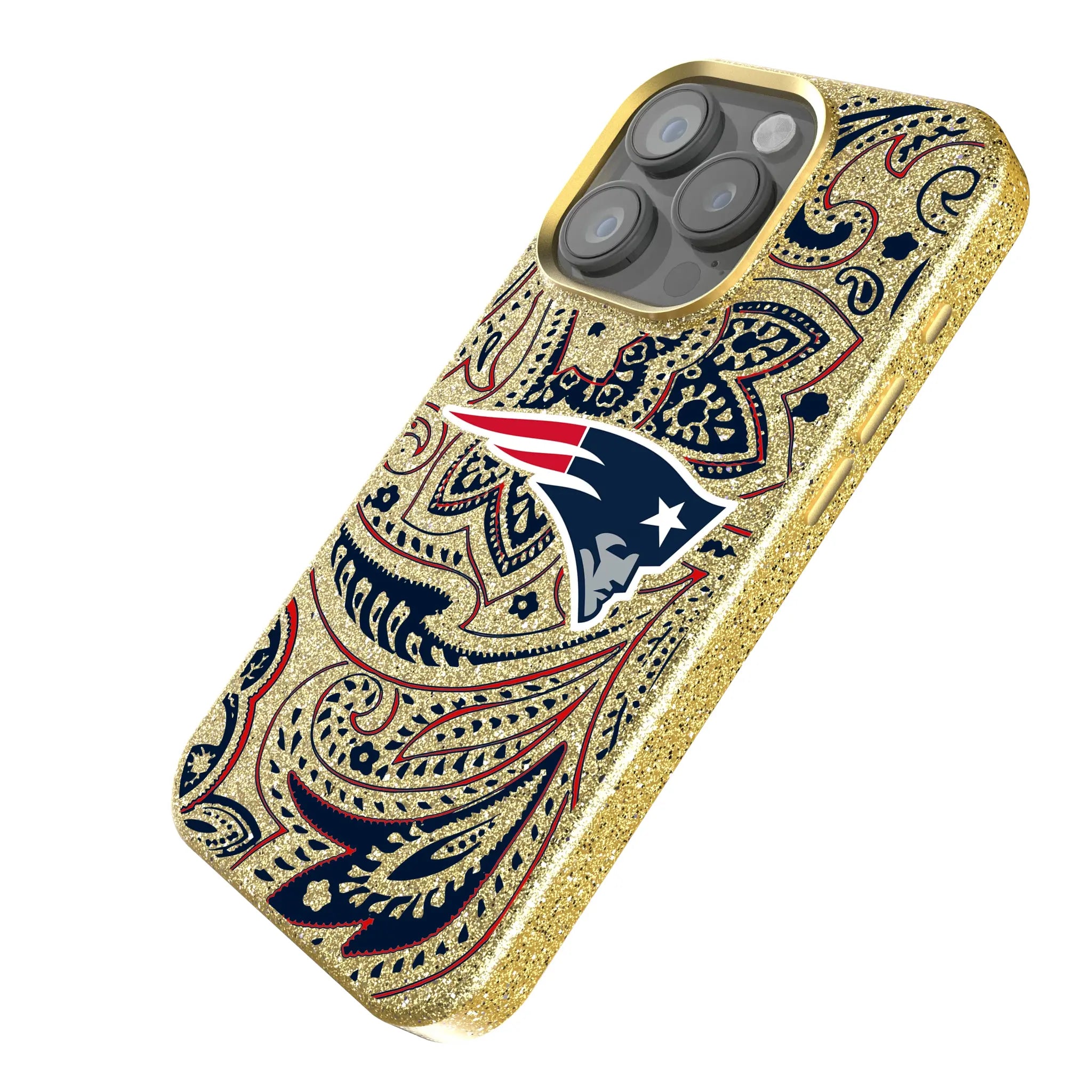 New England Patriots Paisley iPhone Bling Phone Case for Apple iPhone - Isometric View