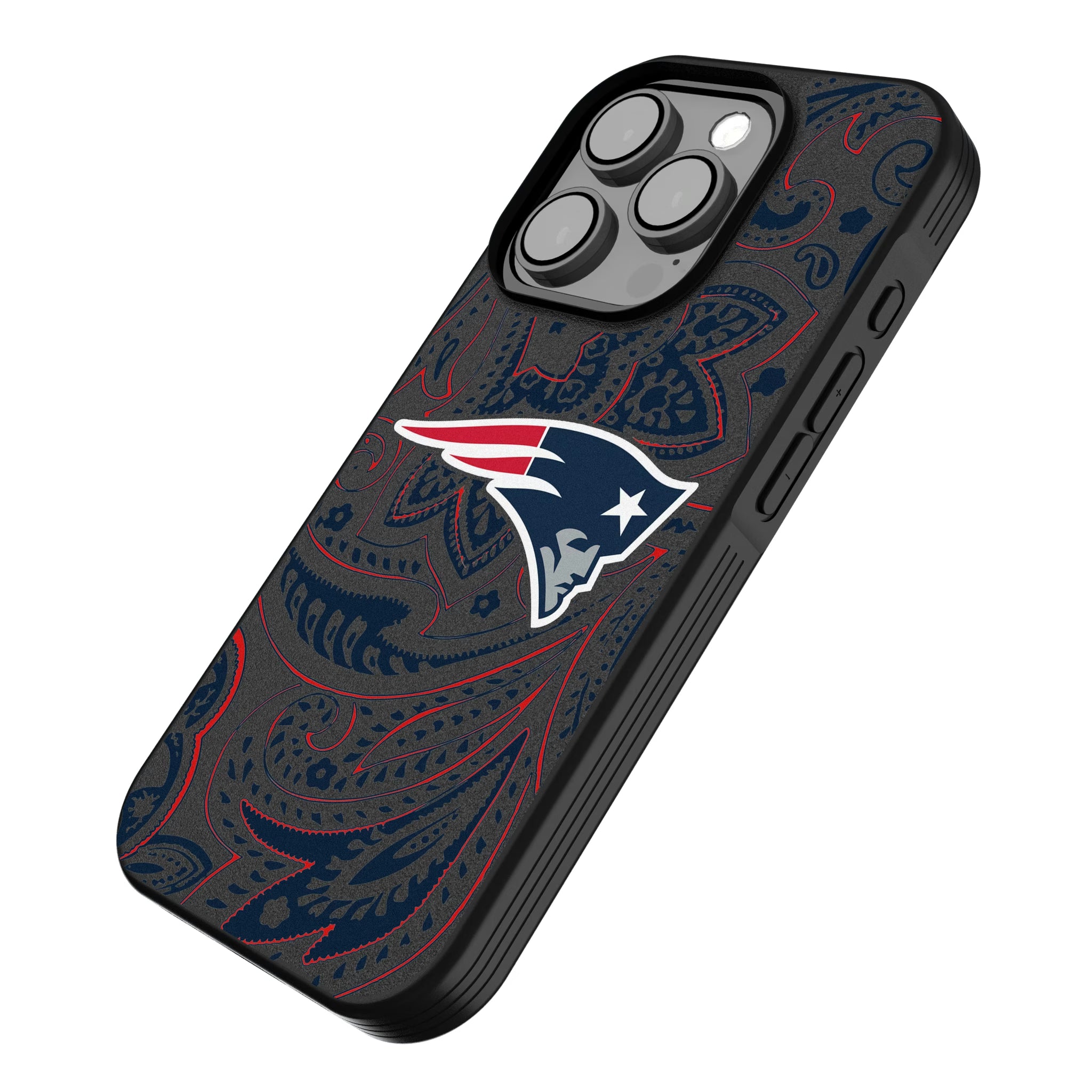 New England Patriots Paisley iPhone Bump Phone Case for Apple iPhone - Isometric View