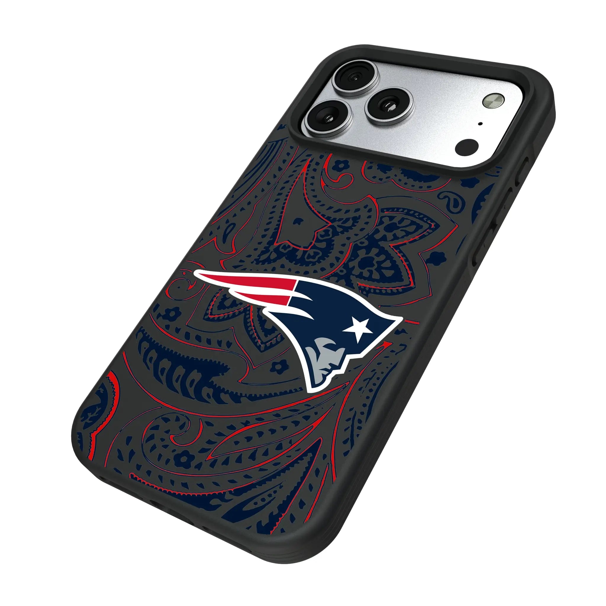 New England Patriots Paisley iPhone Bump Phone Case for Apple iPhone - Isometric View#Device_iPhone 17 Pro Max