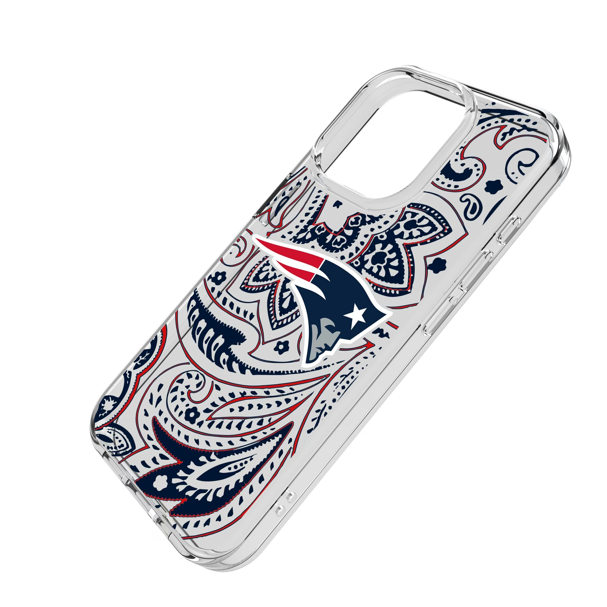New England Patriots Paisley iPhone Clear Phone Case for Apple iPhone - Isometric View