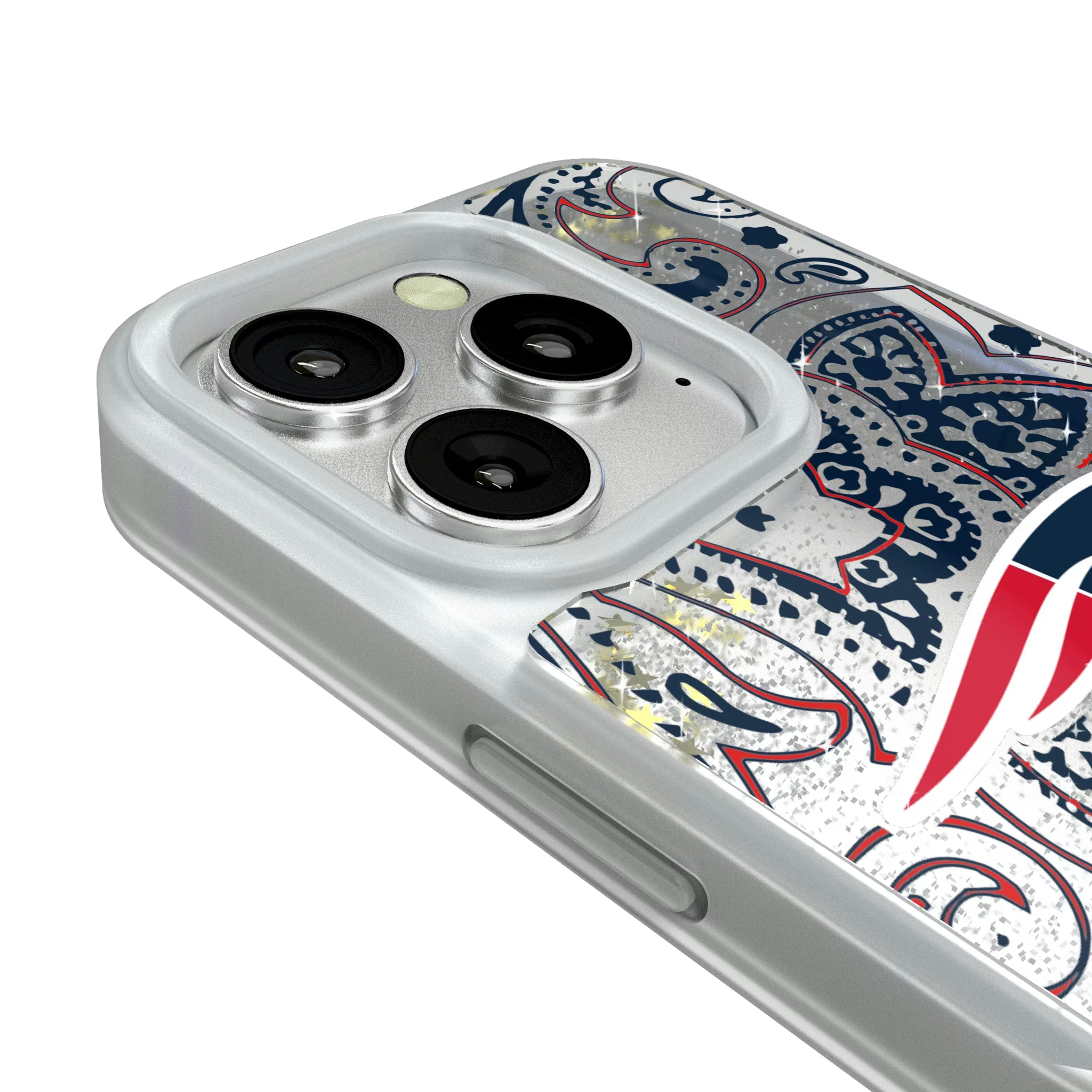 New England Patriots Paisley iPhone Glitter Phone Case for Apple iPhone - Detail#Device_iPhone 16 Pro