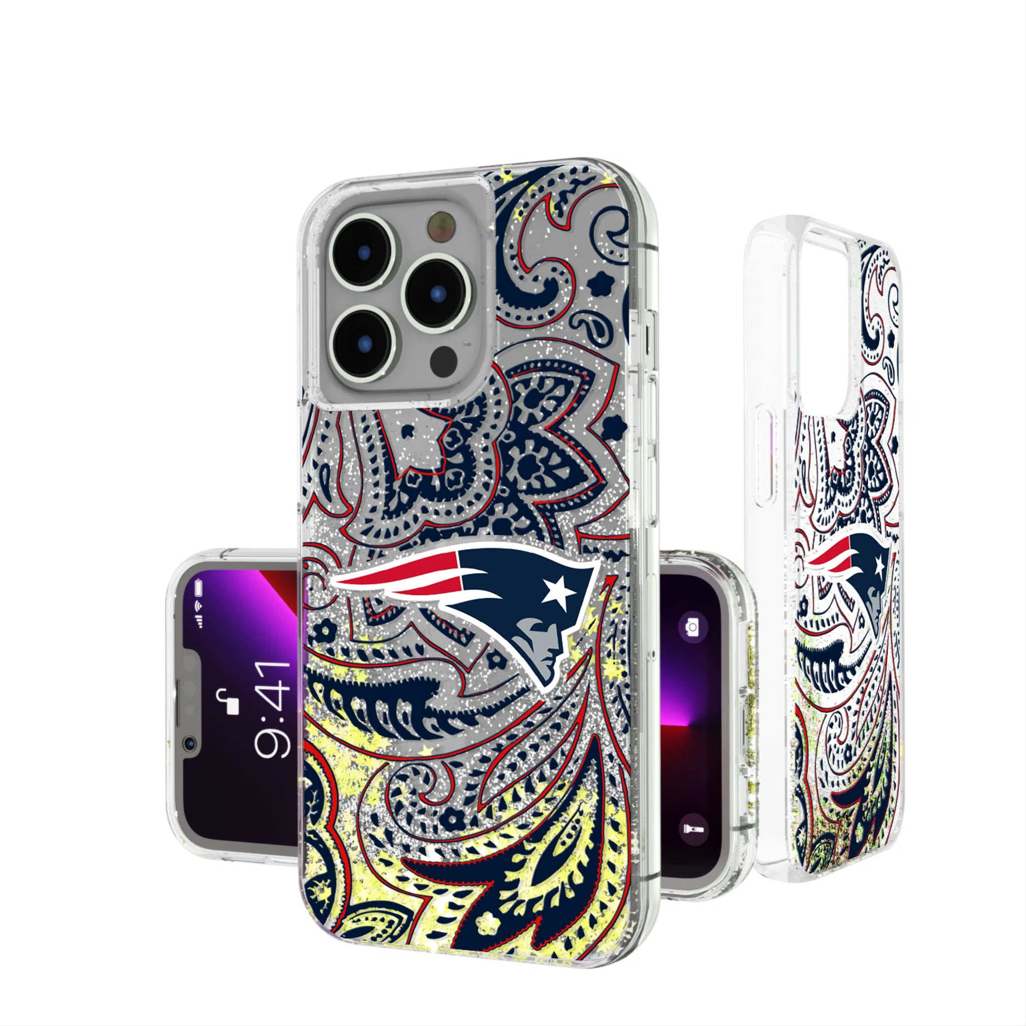 New England Patriots Paisley iPhone Glitter Phone Case for Apple iPhone
