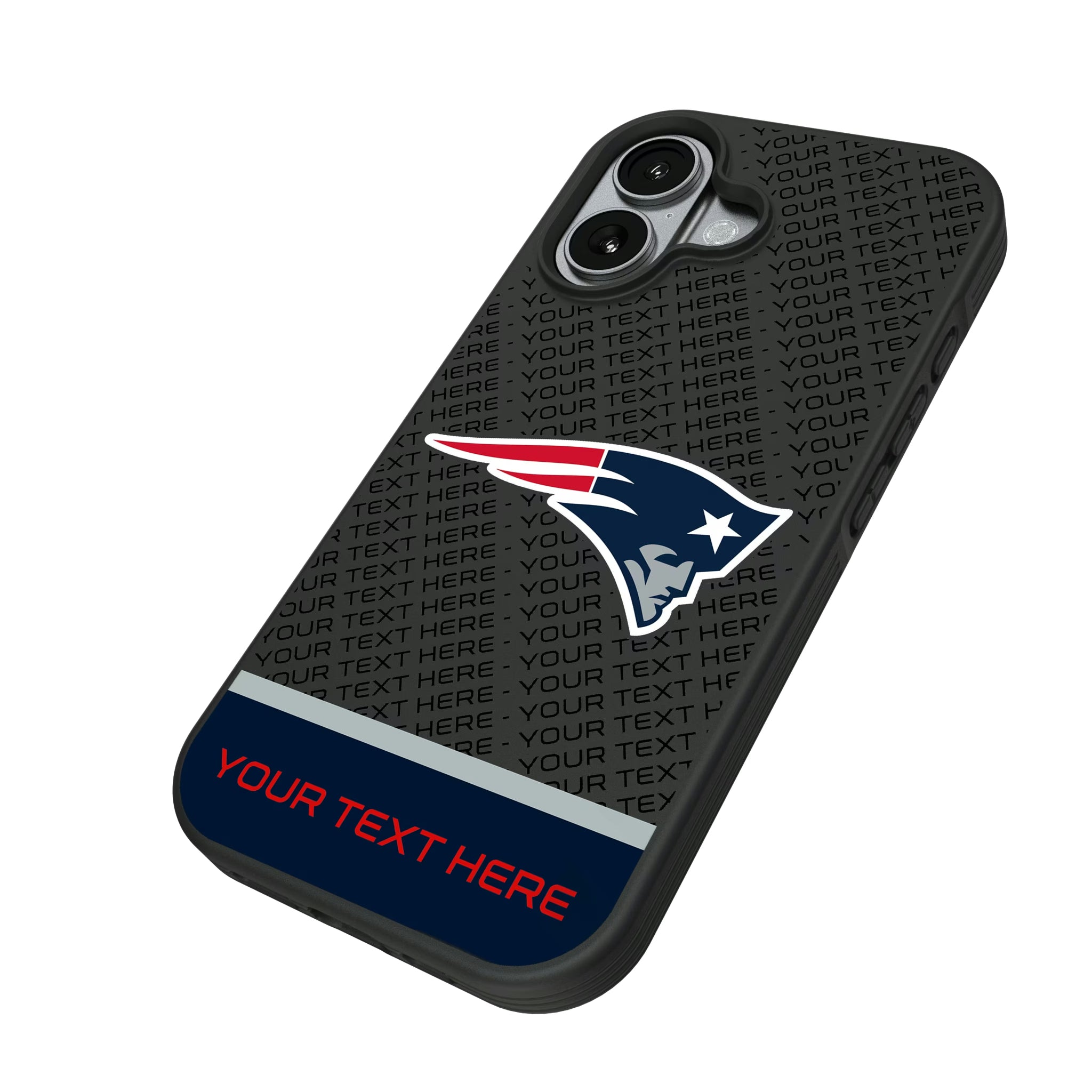 New England Patriots Personalized EndZone Plus iPhone Bump Phone Case for Apple iPhone - Isometric View#Device_iPhone 17