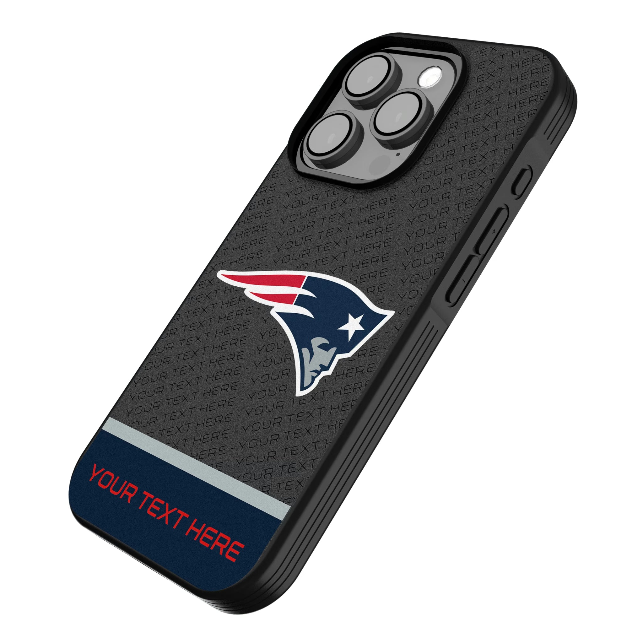 New England Patriots Personalized EndZone Plus iPhone Bump Phone Case for Apple iPhone - Isometric View