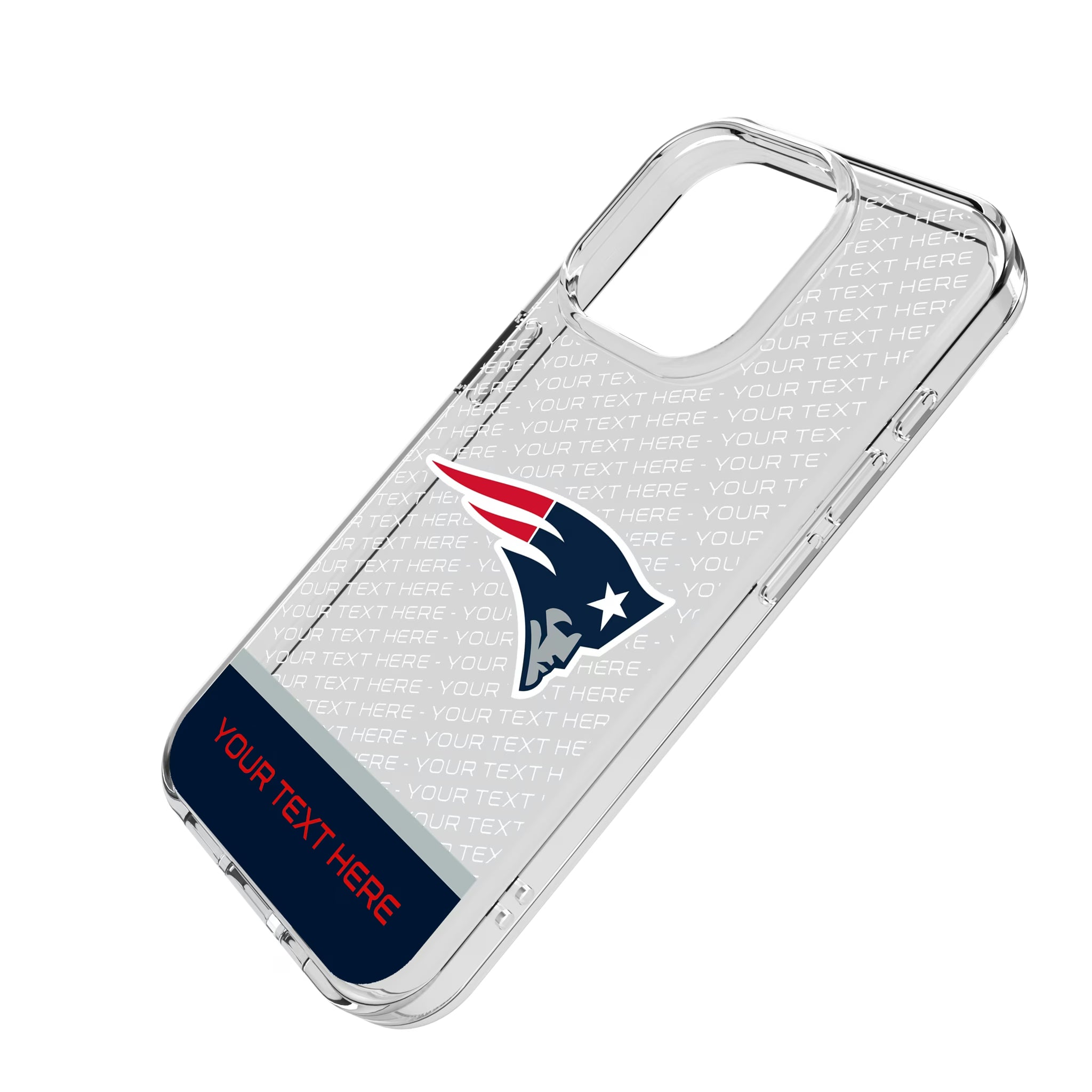 New England Patriots Personalized EndZone Plus iPhone Clear Phone Case for Apple iPhone - Isometric View