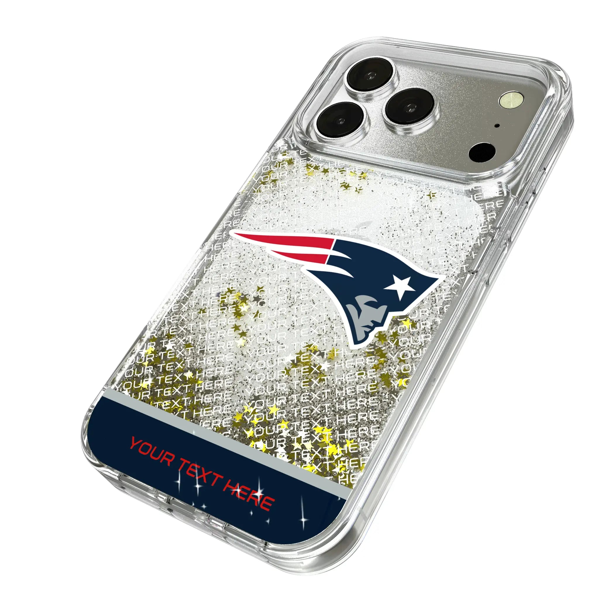 New England Patriots Personalized EndZone Plus iPhone Glitter Phone Case for Apple iPhone - Isometric View