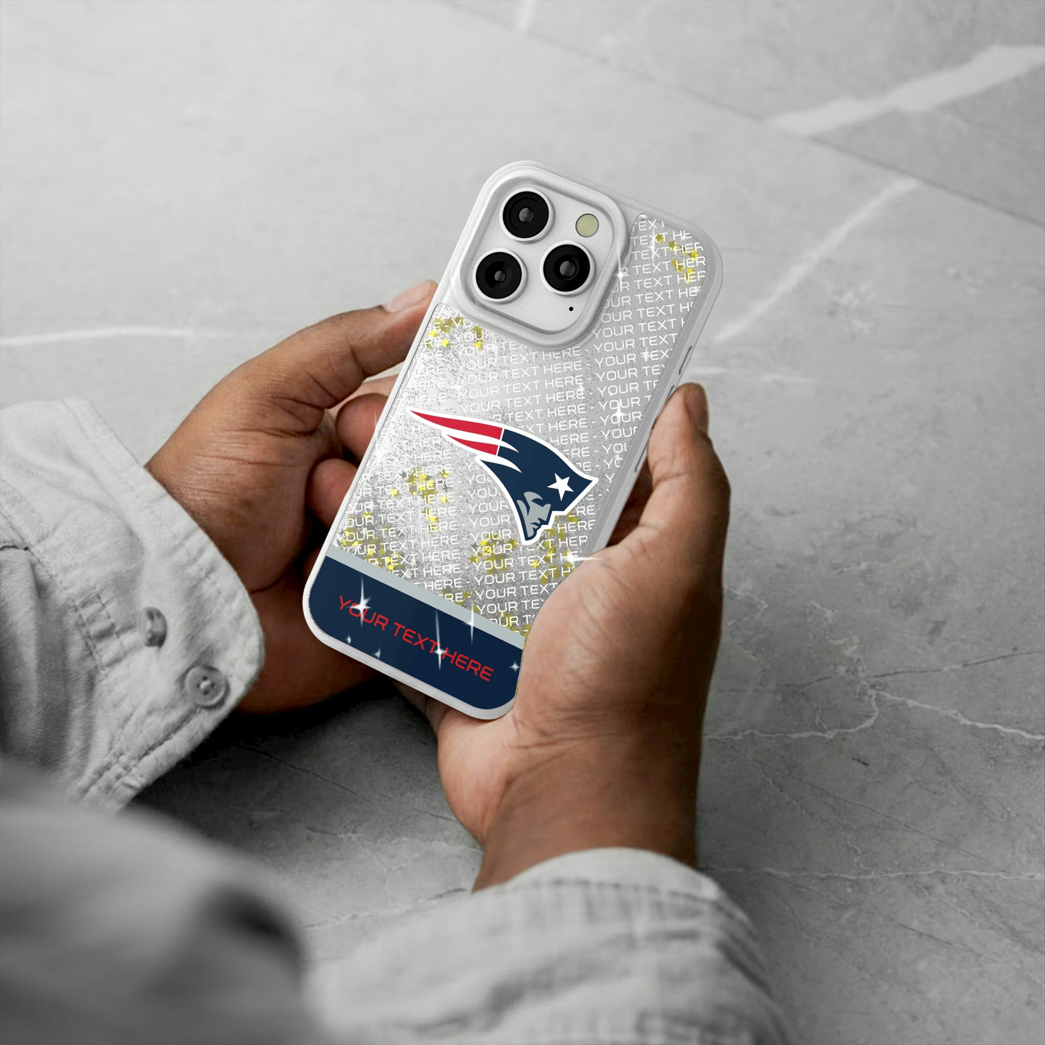 New England Patriots Personalized EndZone Plus iPhone Glitter Phone Case for Apple iPhone - Lifestyle#Device_iPhone 16 Pro