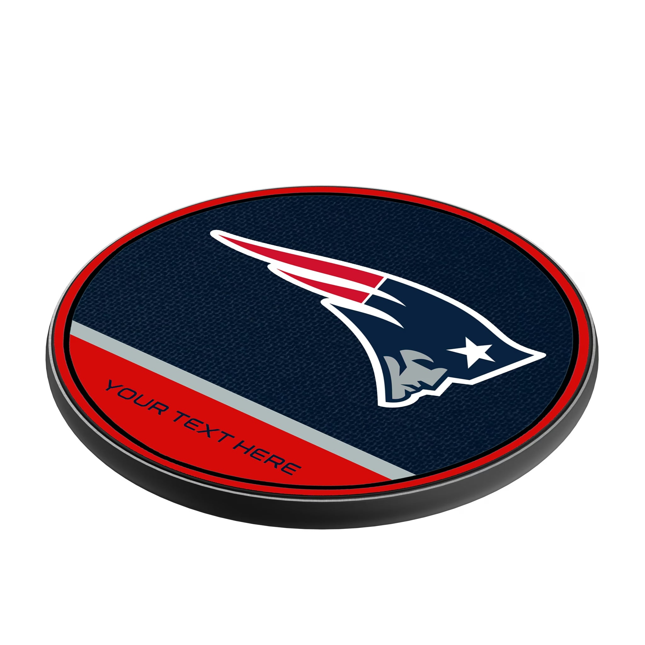 New England Patriots Personalized Endzone Solid 15-Watt Wireless Charger - Isometric View