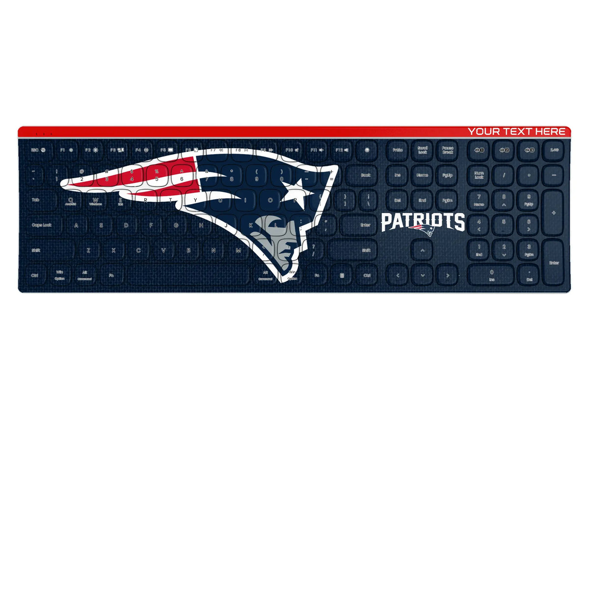 New England Patriots Personalized Endzone Solid KKB605 Curved Wireless Keyboard