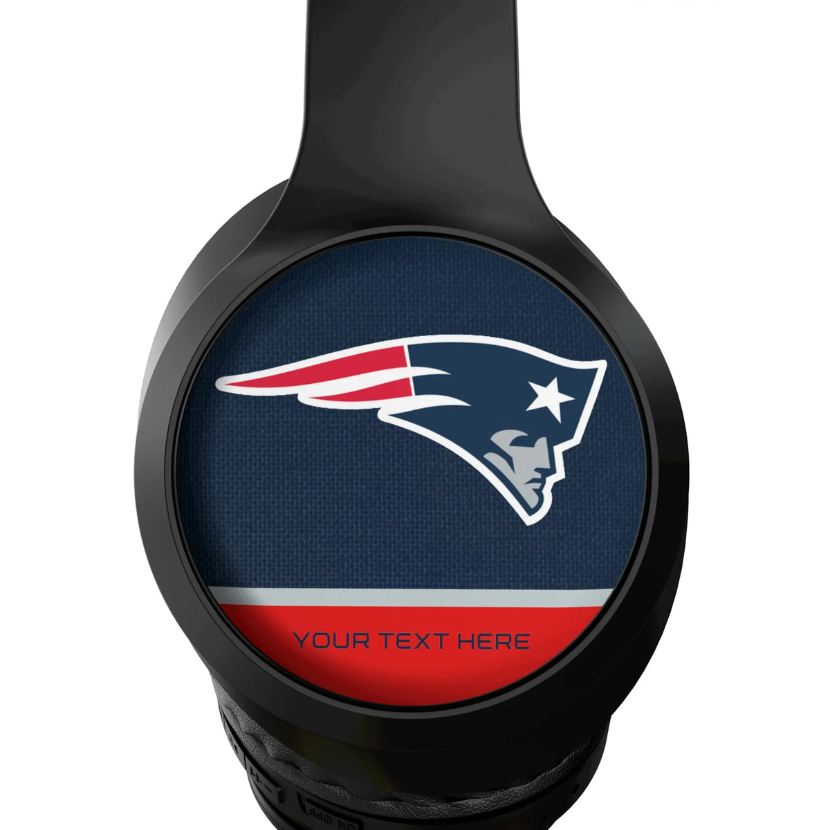 New England Patriots Personalized Endzone Solid Wireless Over-Ear Headphones With Case - Detail