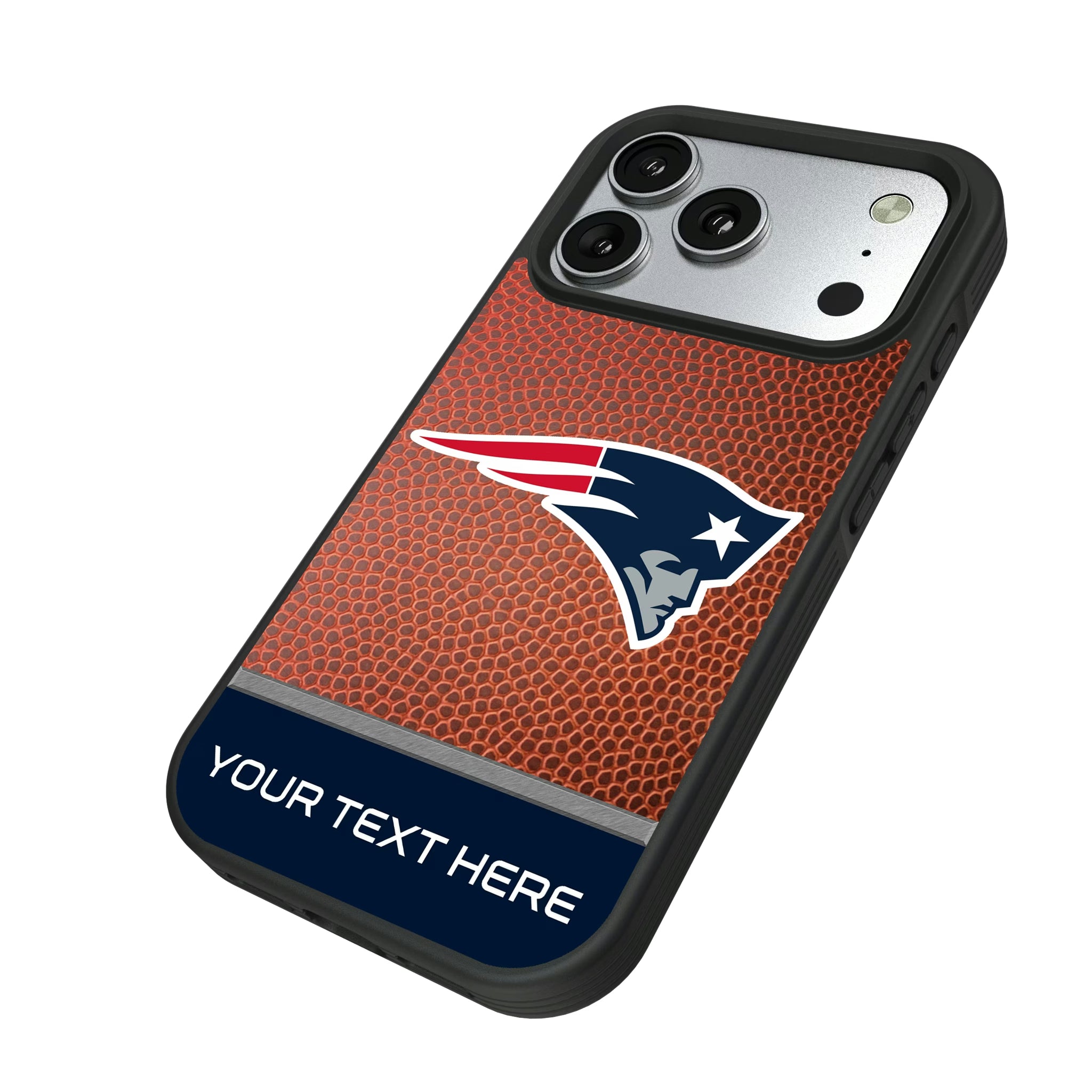 New England Patriots Personalized Football iPhone Bump Phone Case for Apple iPhone - Isometric View#Device_iPhone 17 Pro