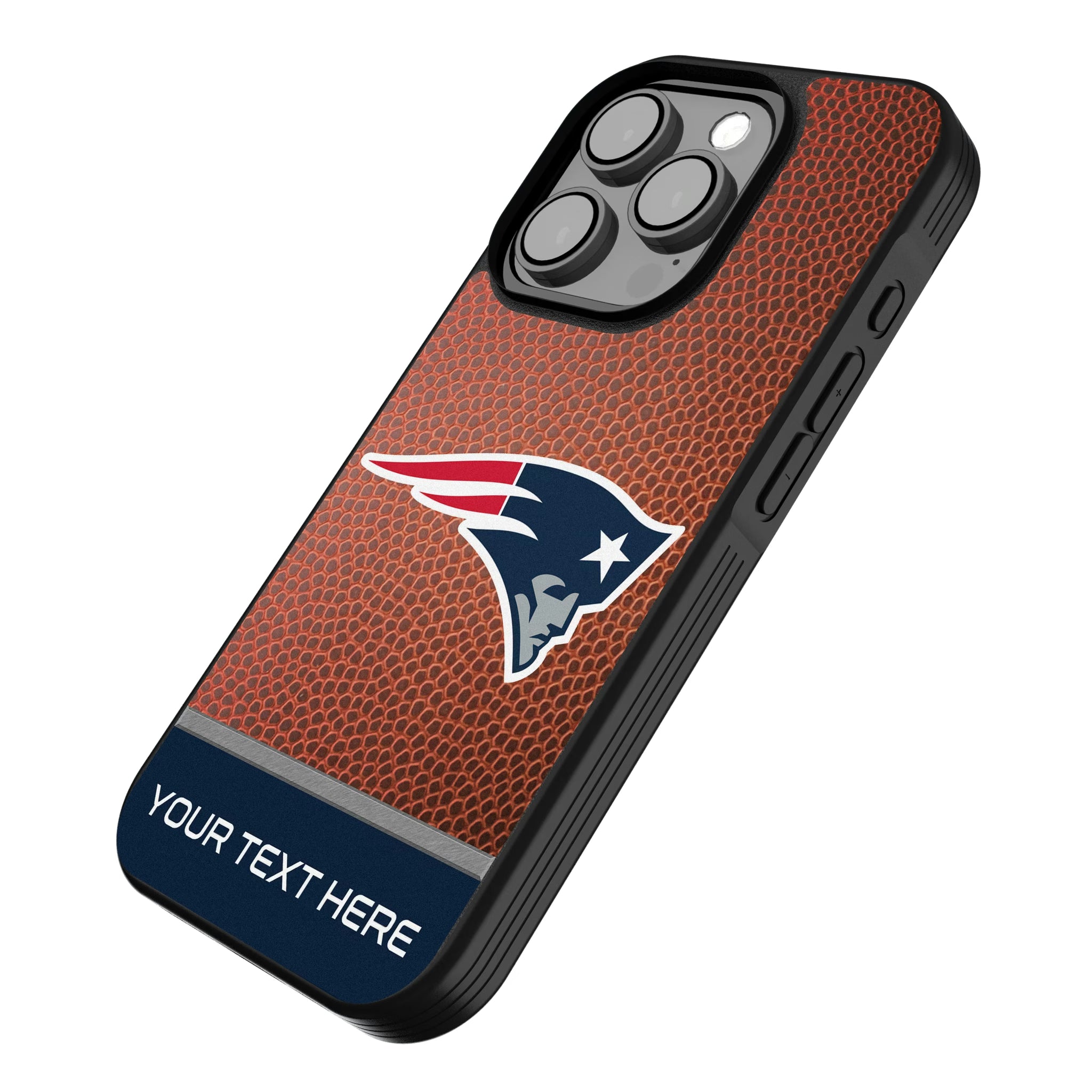 New England Patriots Personalized Football iPhone Bump Phone Case for Apple iPhone - Isometric View