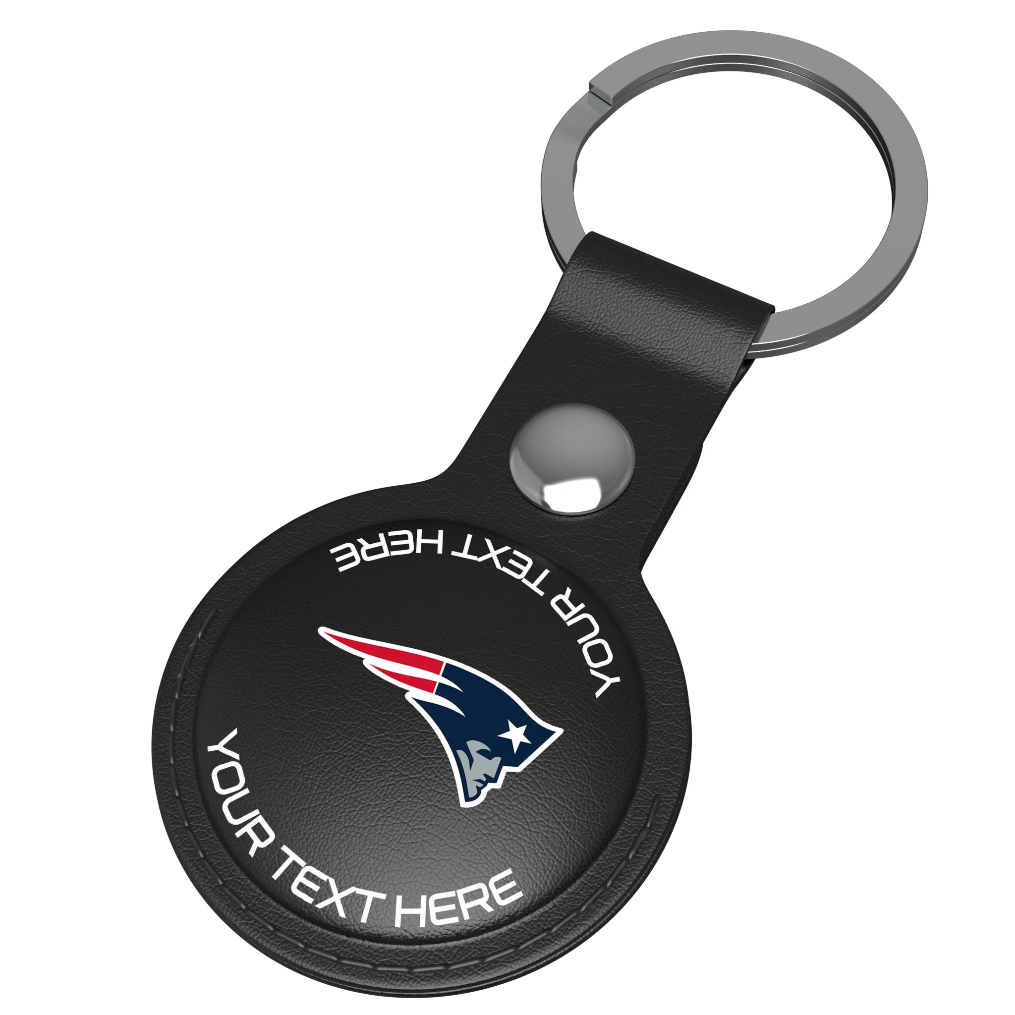 New England Patriots Personalized Insignia AirTag Black Airtag Holder - Isometric View