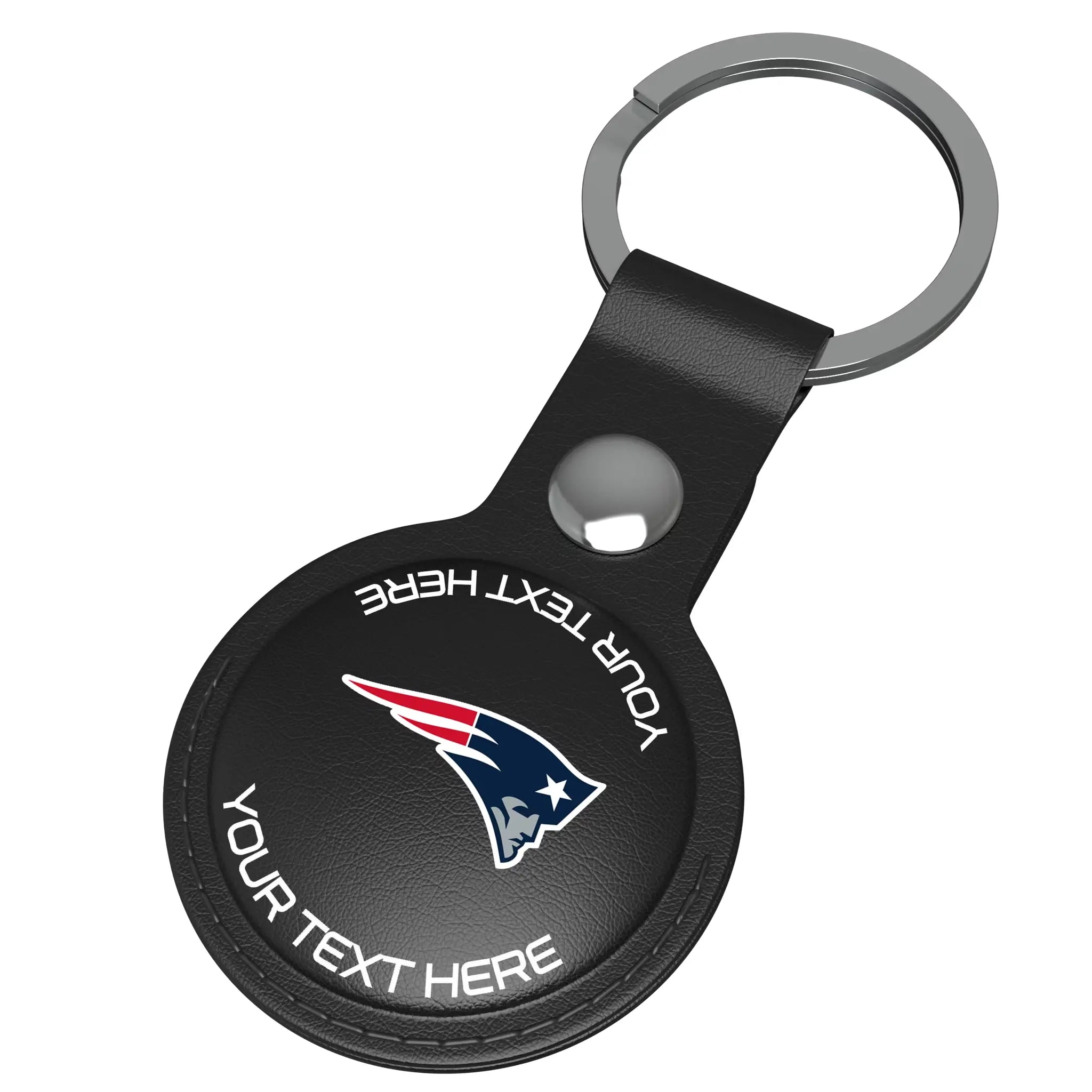 New England Patriots Personalized Insignia AirTag Black Airtag Holder - Isometric View