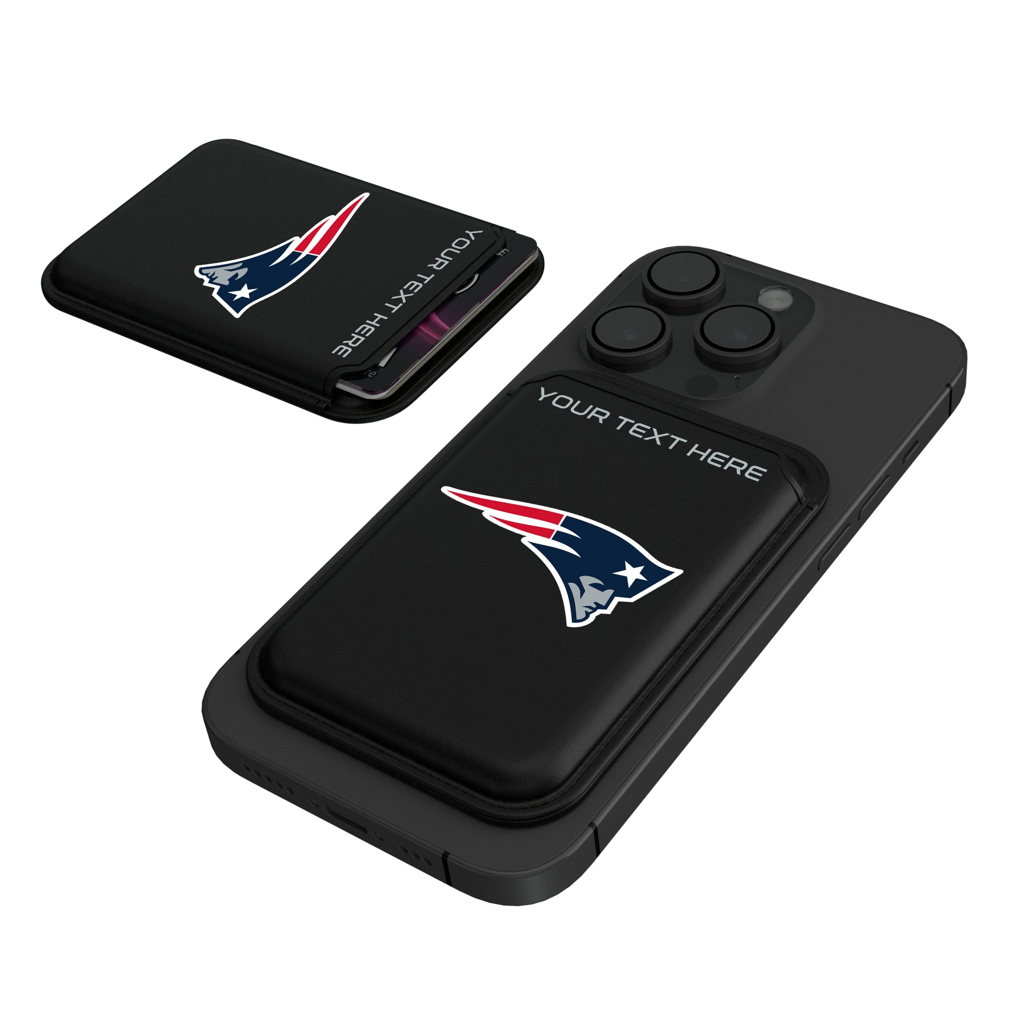 New England Patriots Personalized Insignia Black Magnetic Credit Card Wallet