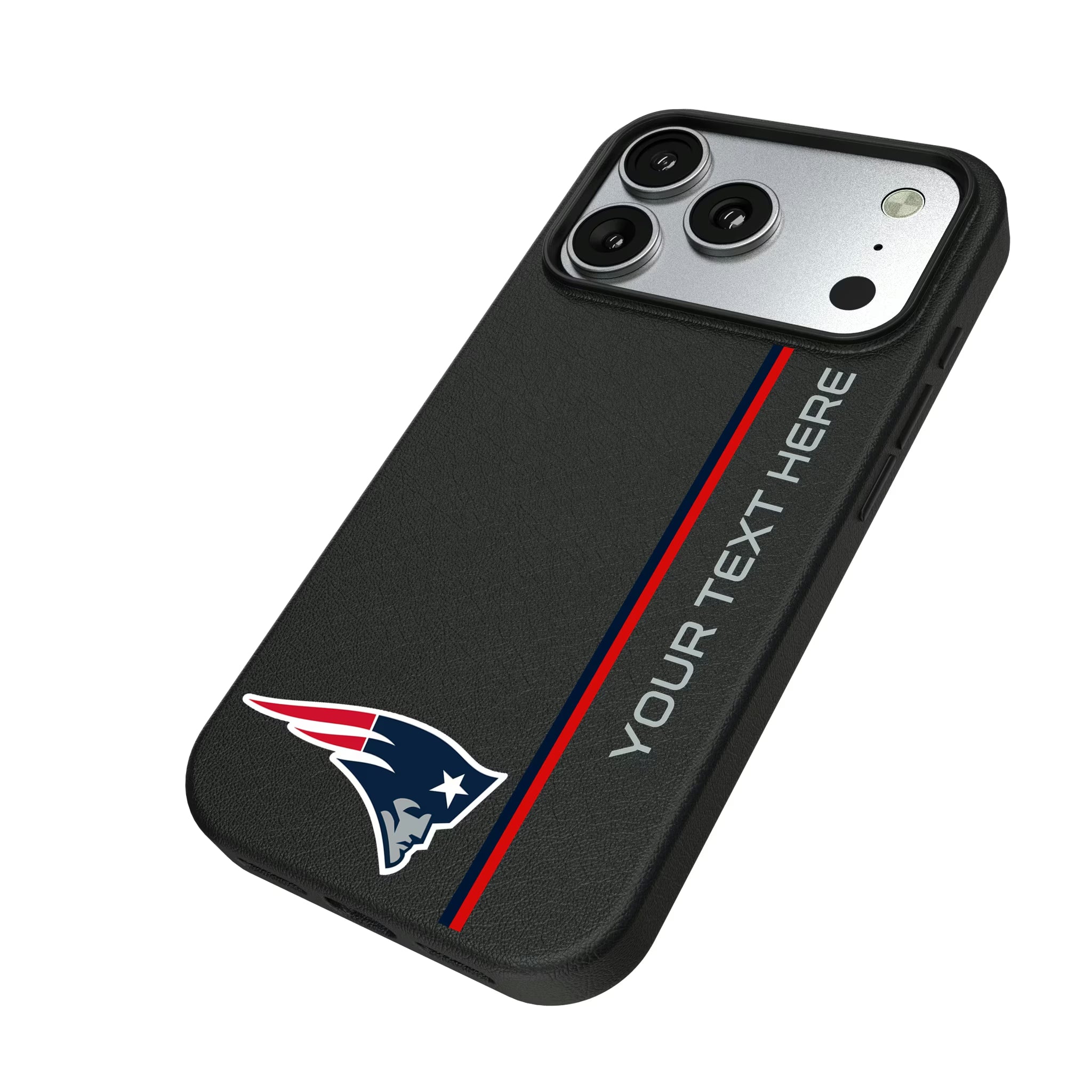 New England Patriots Personalized Sidebard iPhone MagSafe Compatible Phone Case for Apple iPhone - Isometric View#Device_iPhone 17 Pro