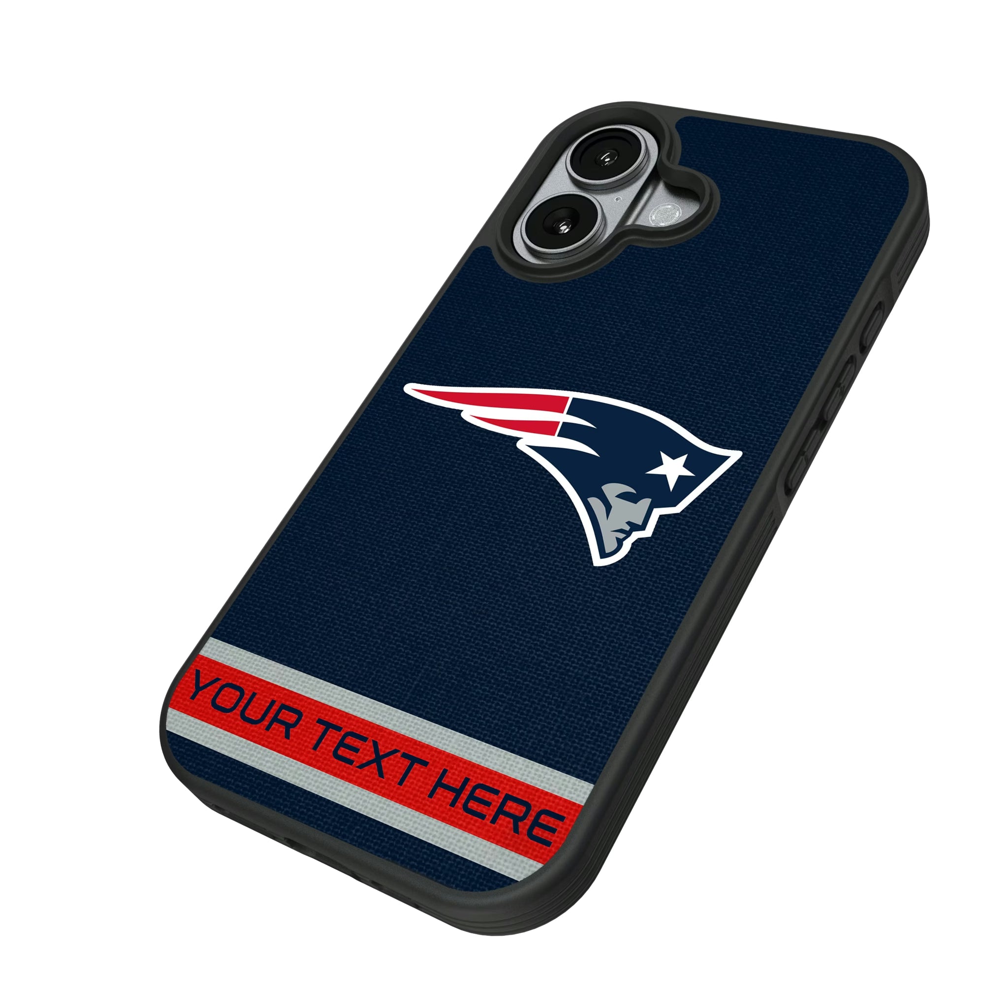 New England Patriots Personalized Stripe iPhone Bump Phone Case for Apple iPhone - Isometric View#Device_iPhone 17