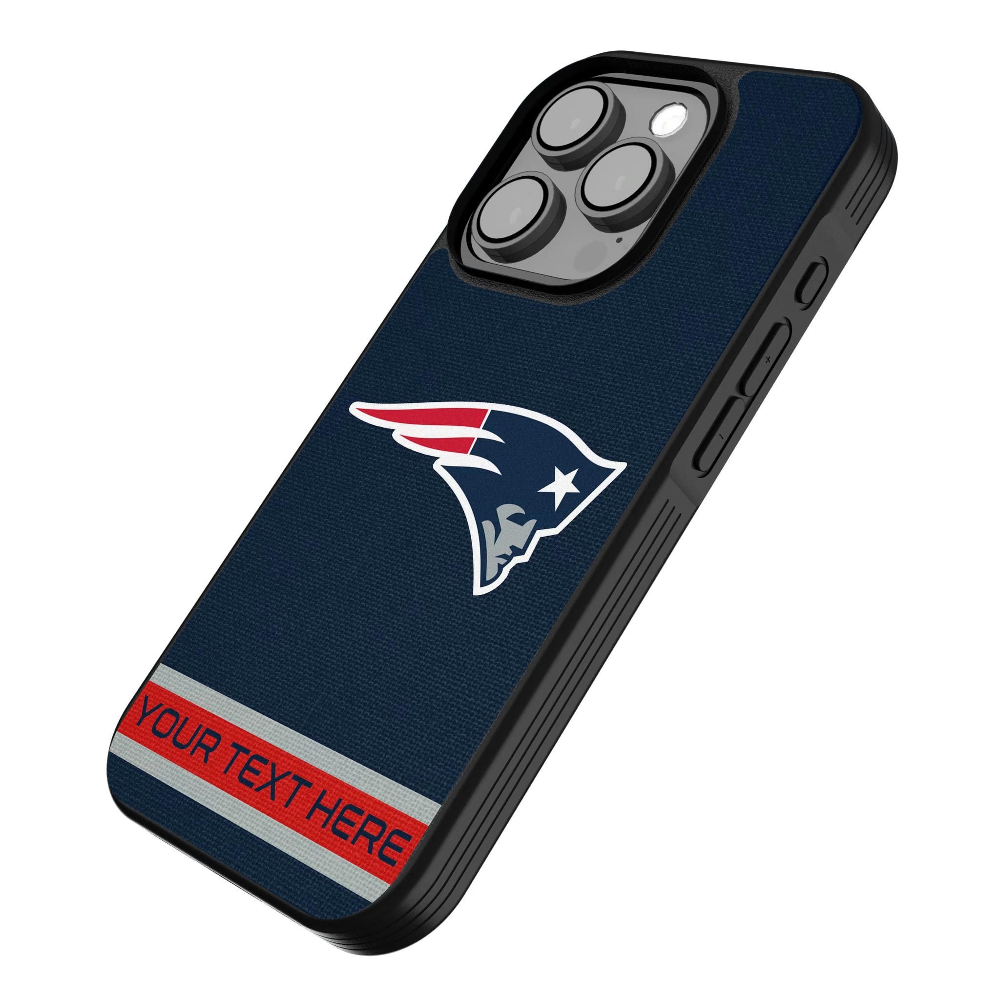 New England Patriots Personalized Stripe iPhone Bump Phone Case for Apple iPhone - Isometric View