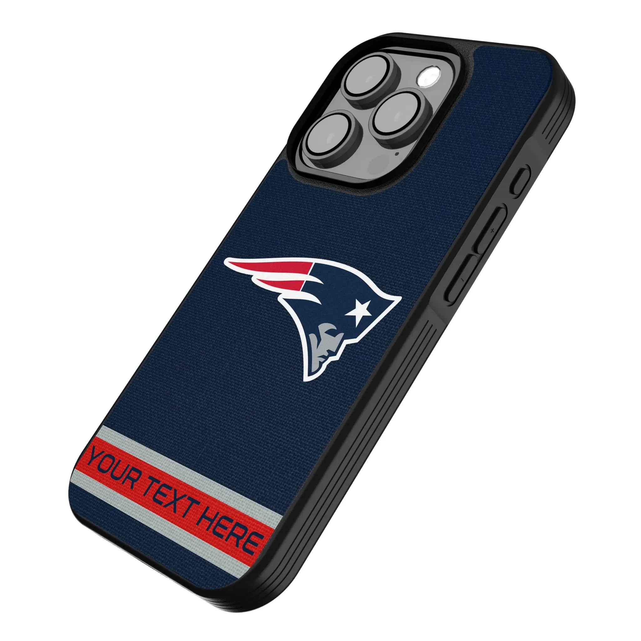 New England Patriots Personalized Stripe iPhone Bump Phone Case for Apple iPhone - Isometric View
