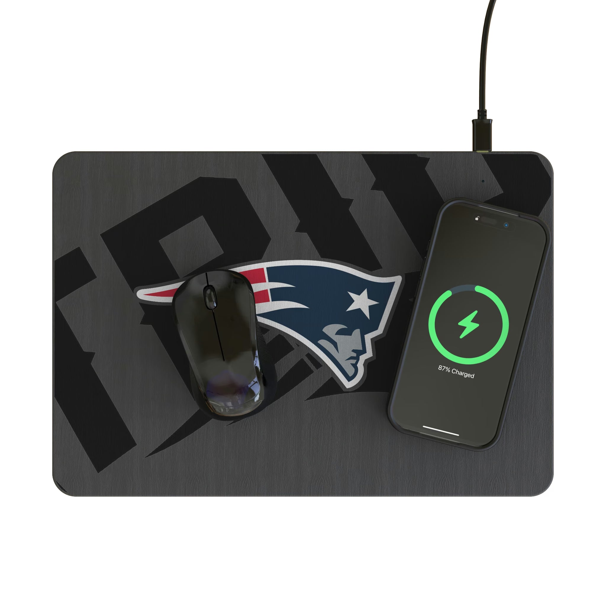 New England Patriots Personalized Tilt 15-Watt Wireless Charger and Mouse Pad - Lifestyle