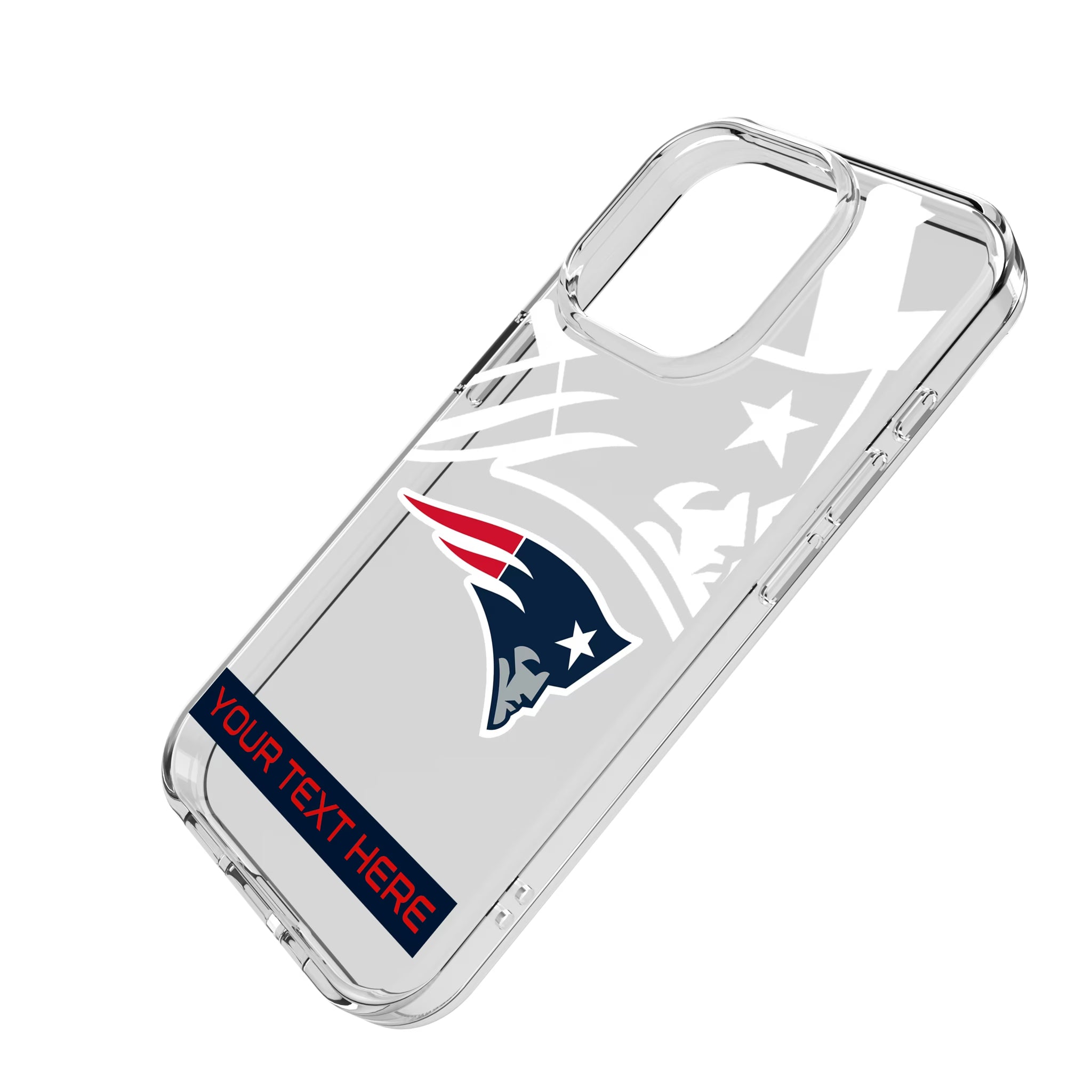 New England Patriots Personalized Tilt iPhone Clear Phone Case for Apple iPhone - Isometric View