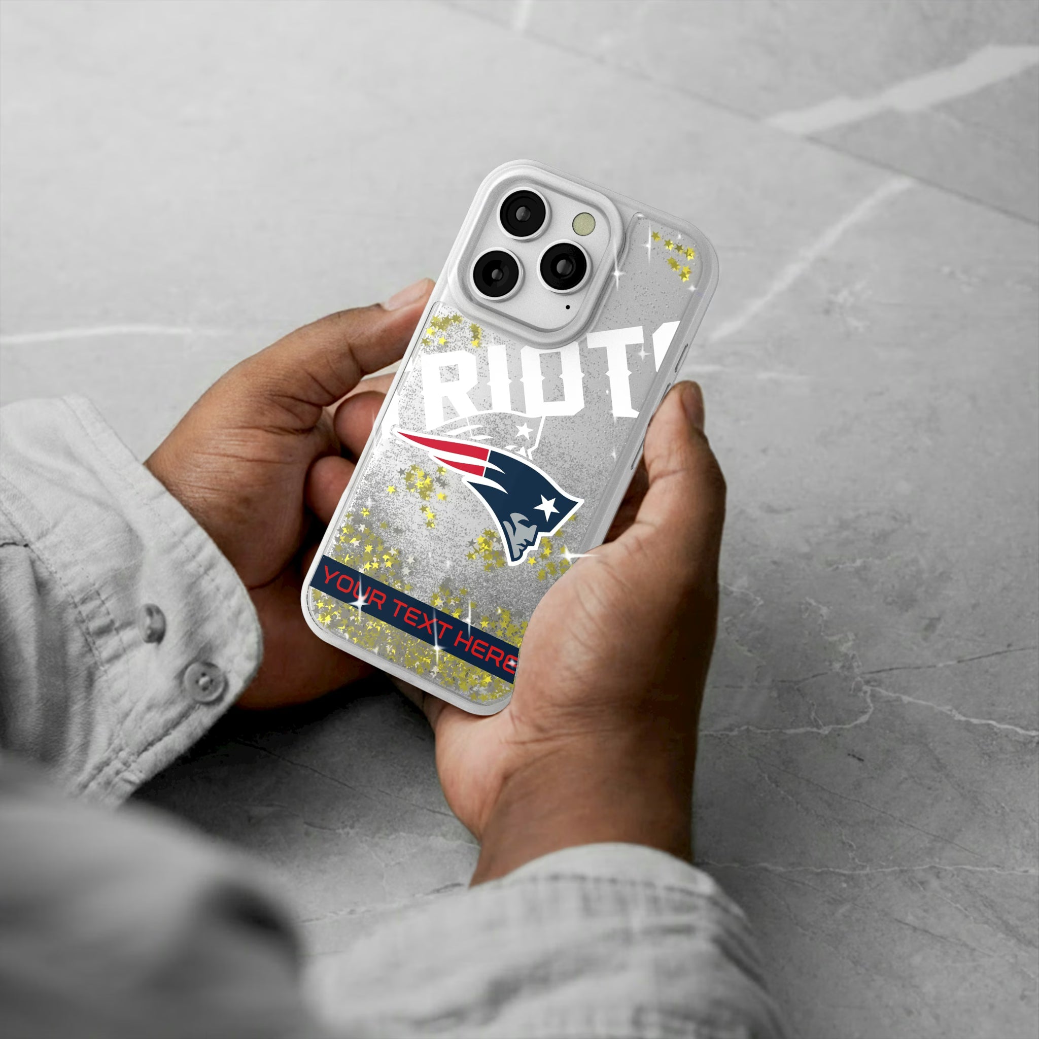 New England Patriots Personalized Tilt iPhone Glitter Phone Case for Apple iPhone - Lifestyle#Device_iPhone 16 Pro