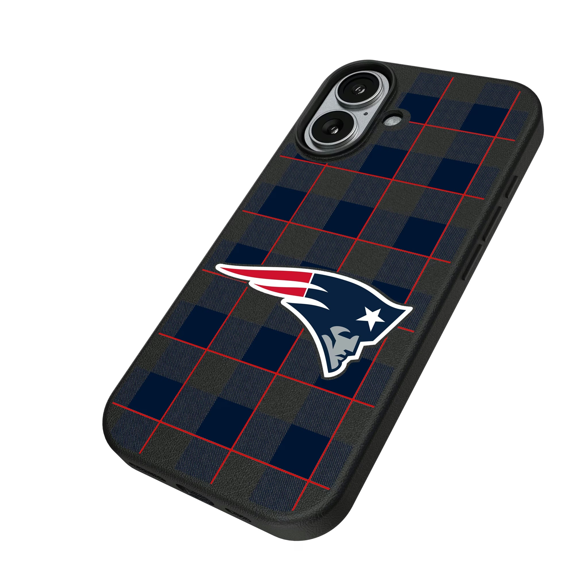 New England Patriots Plaid iPhone MagSafe Compatible Phone Case for Apple iPhone - Isometric View#Device_iPhone 17
