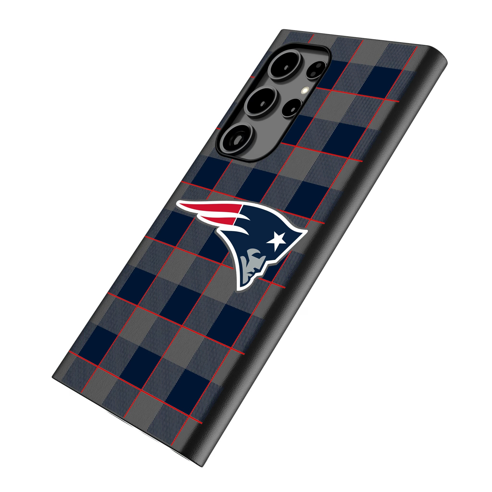 New England Patriots Plaid Galaxy MagSafe Compatible Phone Case for Samsung Galaxy - Isometric View