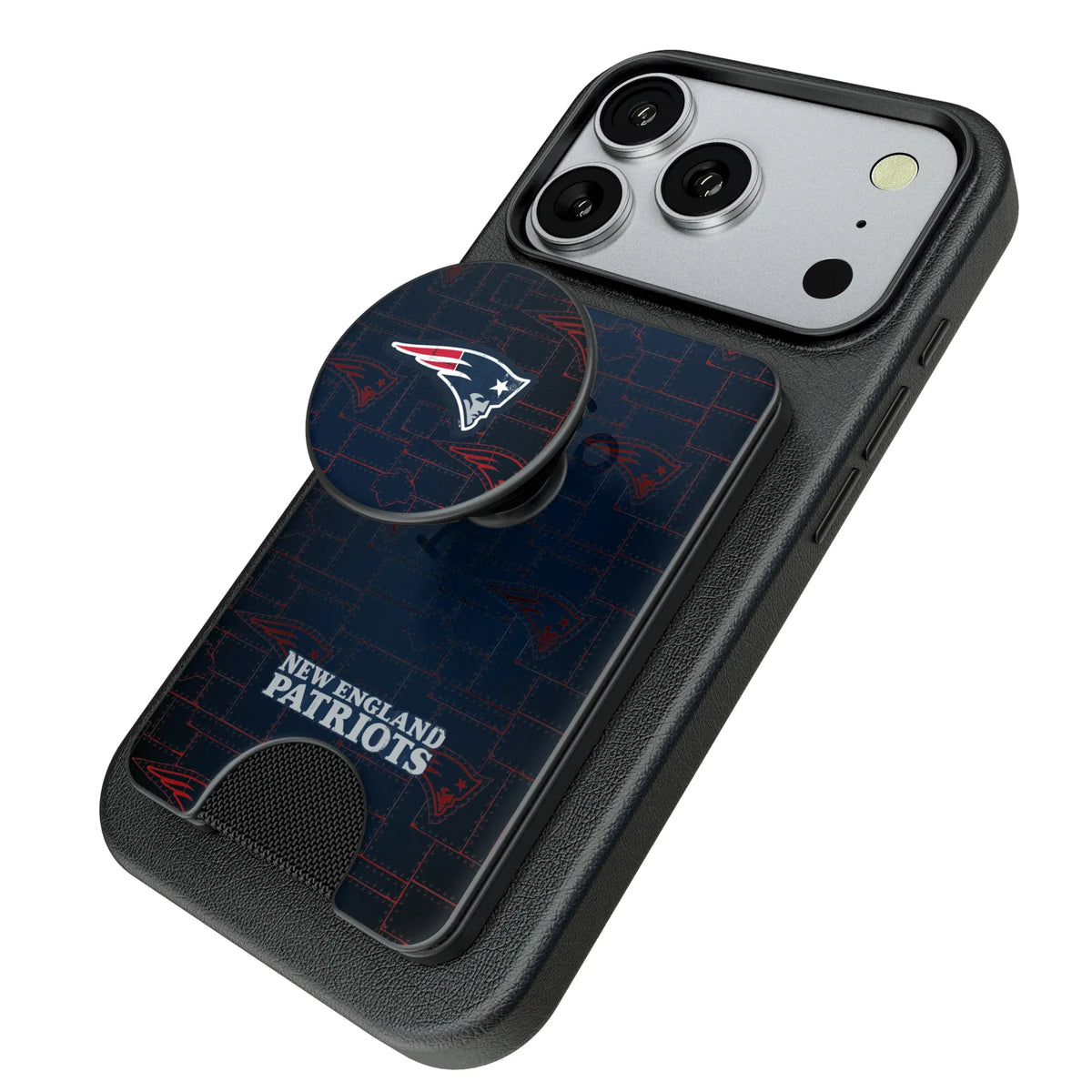 New England Patriots Rivet Popsockets Wallet Magnetic - Isometric View