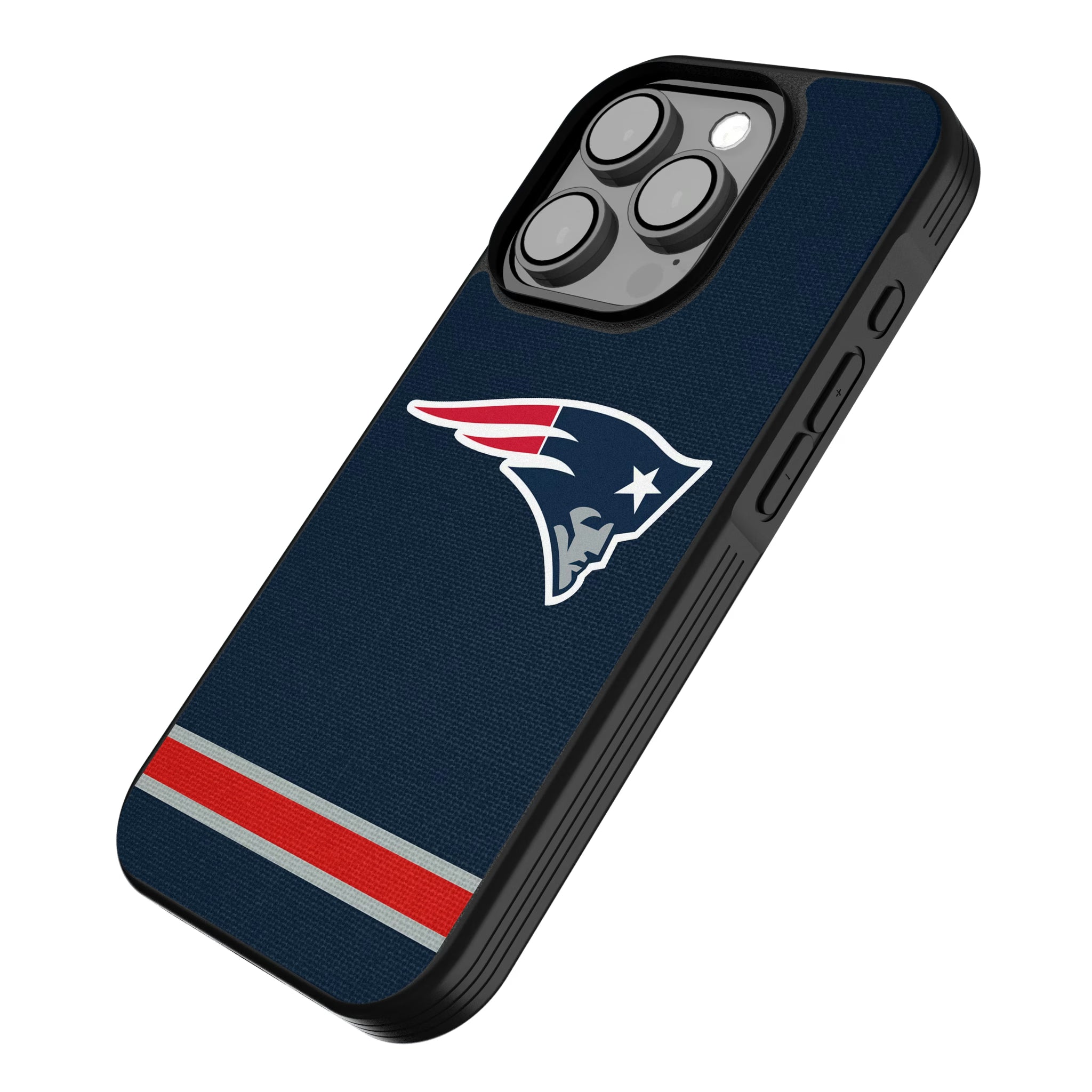 New England Patriots Stripe iPhone Bump Phone Case for Apple iPhone - Isometric View