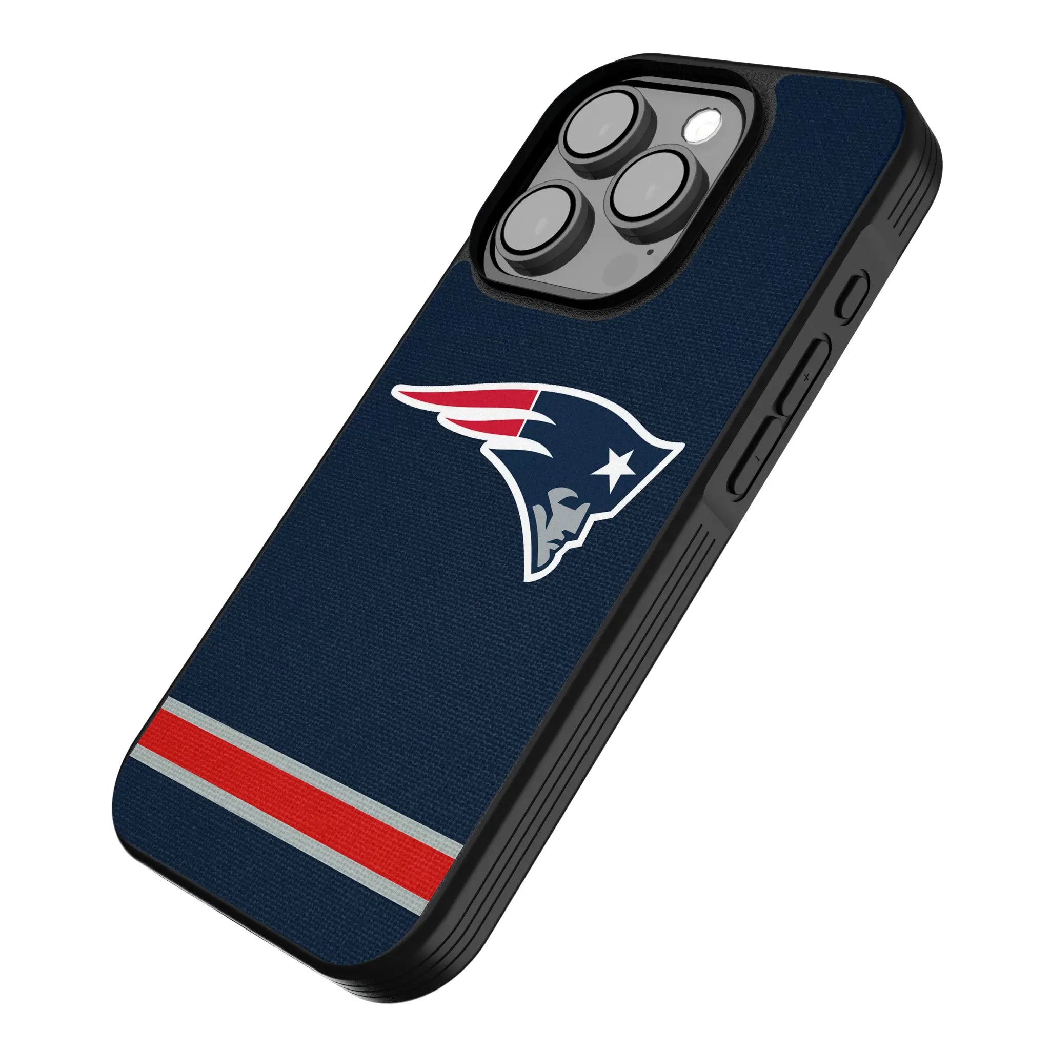 New England Patriots Stripe iPhone Bump Phone Case for Apple iPhone - Isometric View