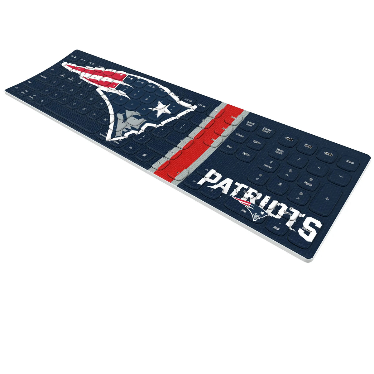 New England Patriots Stripe KKB605 Curved Wireless Keyboard - Isometric View