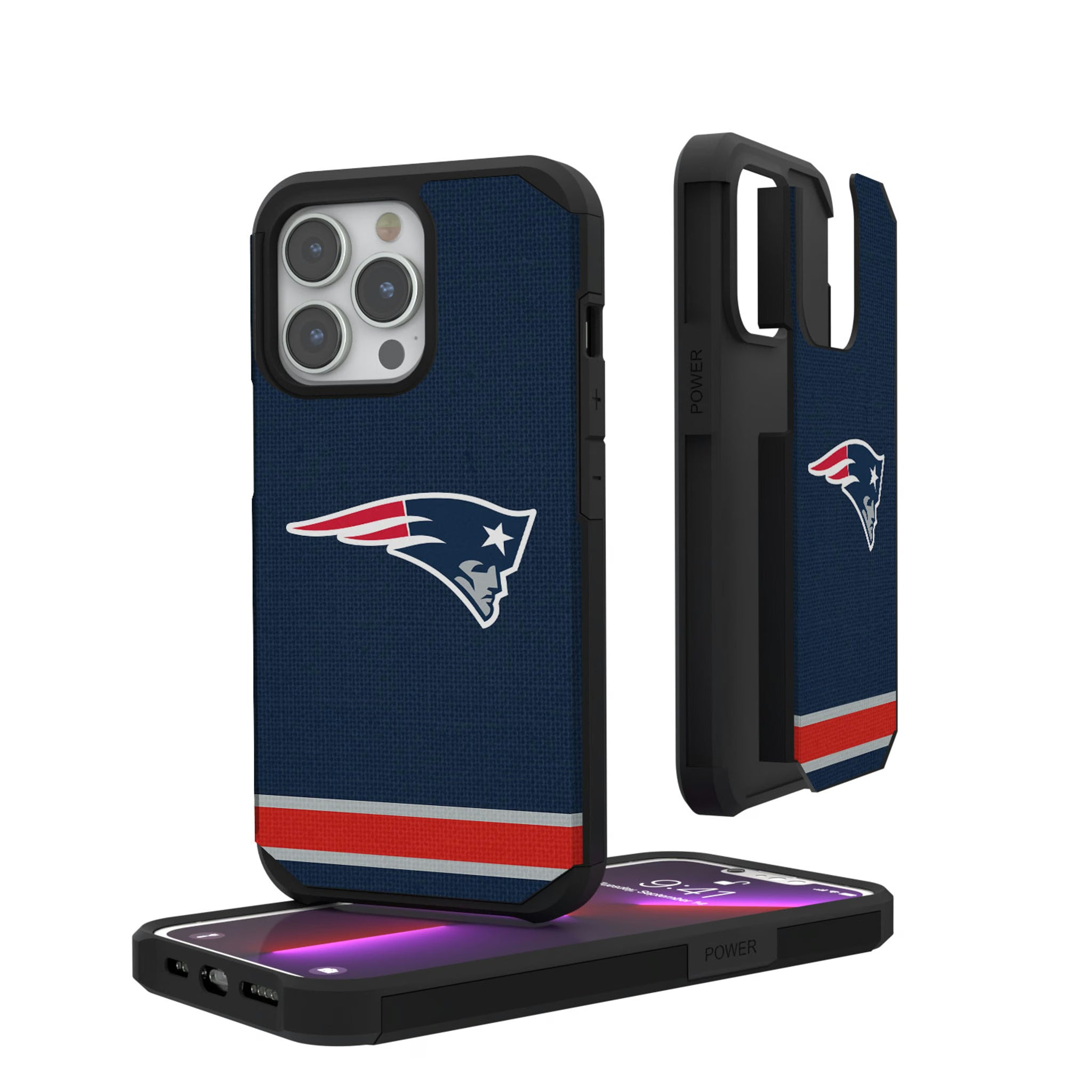 New England Patriots Stripe iPhone Rugged Phone Case for Apple iPhone