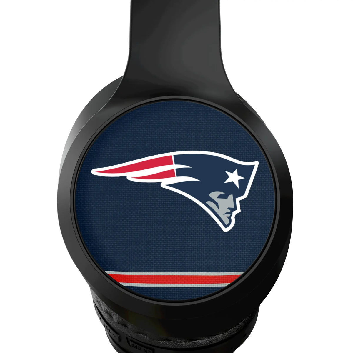 New England Patriots Stripe Wireless Over-Ear Headphones With Case - Detail