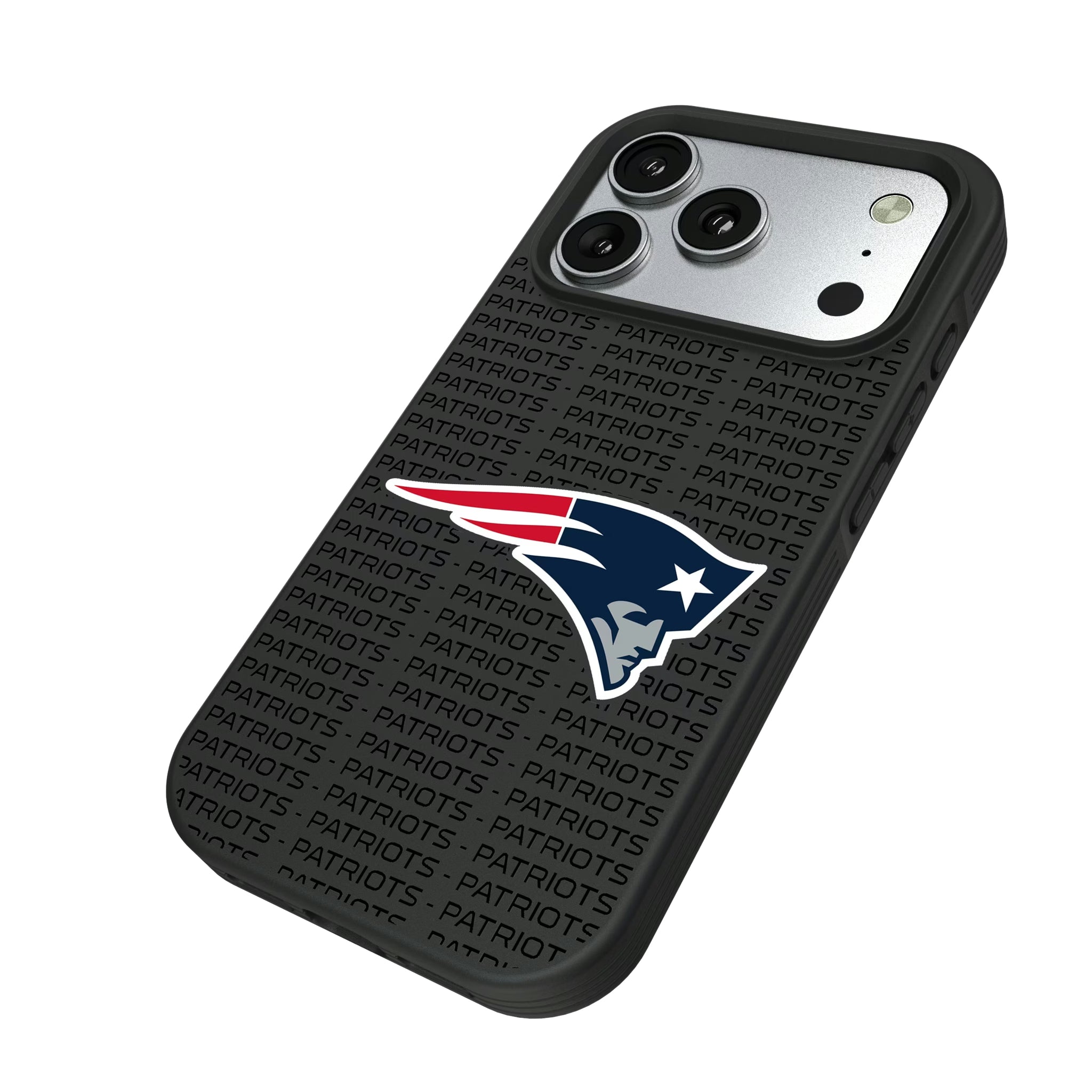 New England Patriots Text Backdrop iPhone Bump Phone Case for Apple iPhone - Isometric View#Device_iPhone 17 Pro
