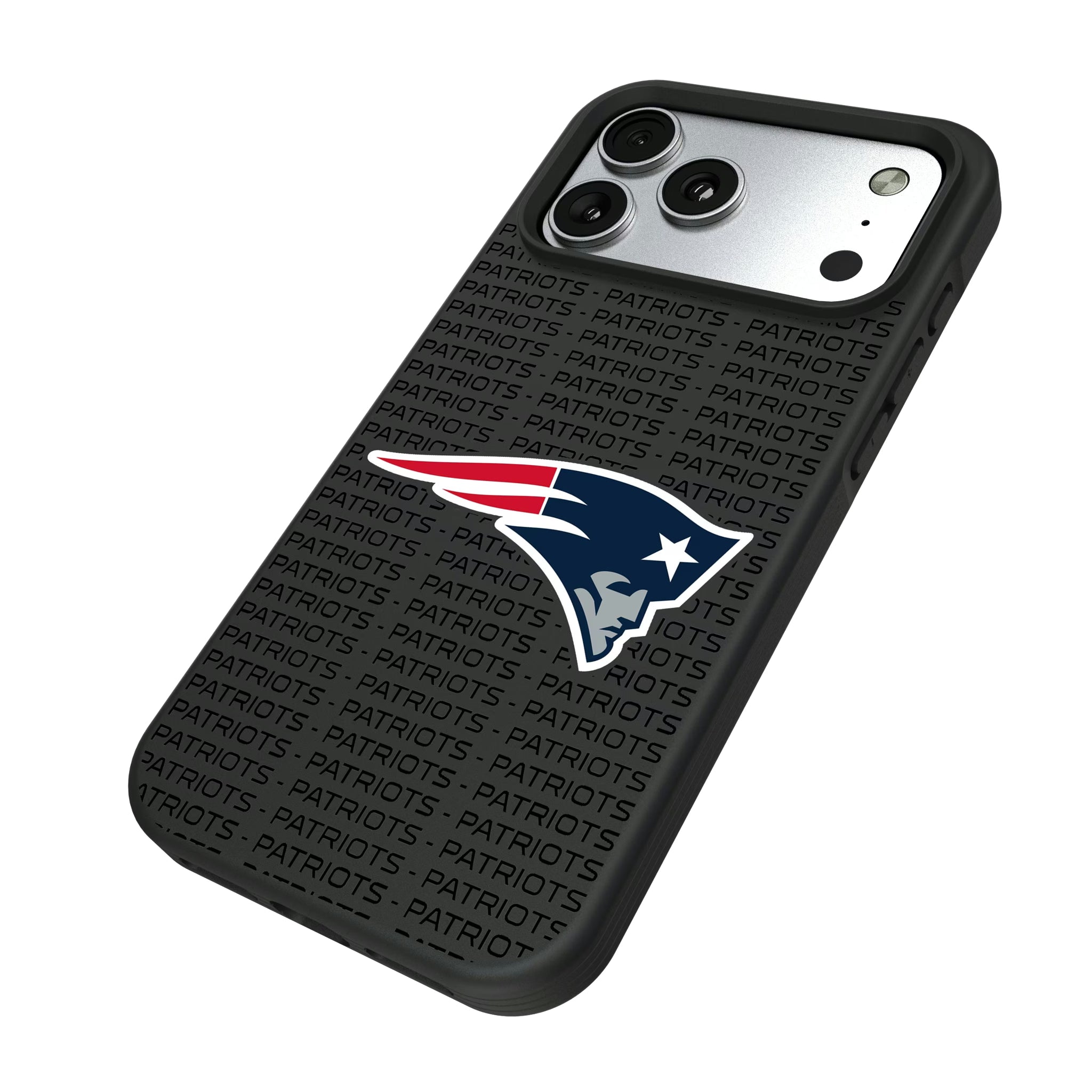 New England Patriots Text Backdrop iPhone Bump Phone Case for Apple iPhone - Isometric View#Device_iPhone 17 Pro Max