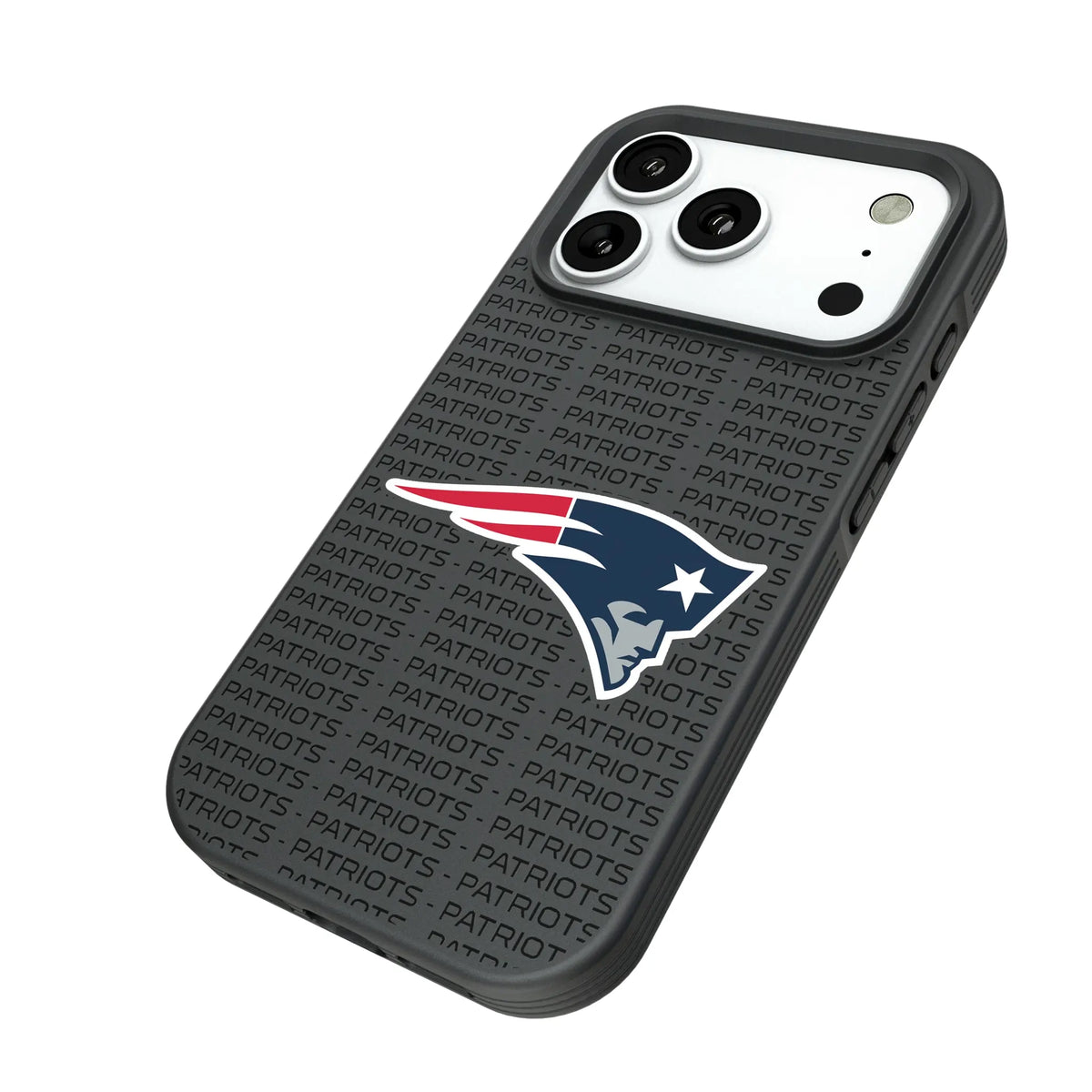 New England Patriots Text Backdrop iPhone Bump Phone Case for Apple iPhone - Isometric View#Device_iPhone 18 Pro
