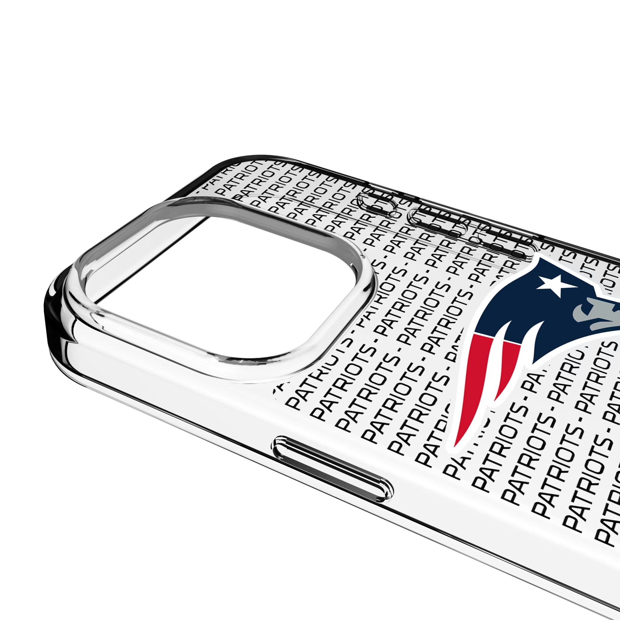 New England Patriots Text Backdrop iPhone Clear Phone Case for Apple iPhone - Detail