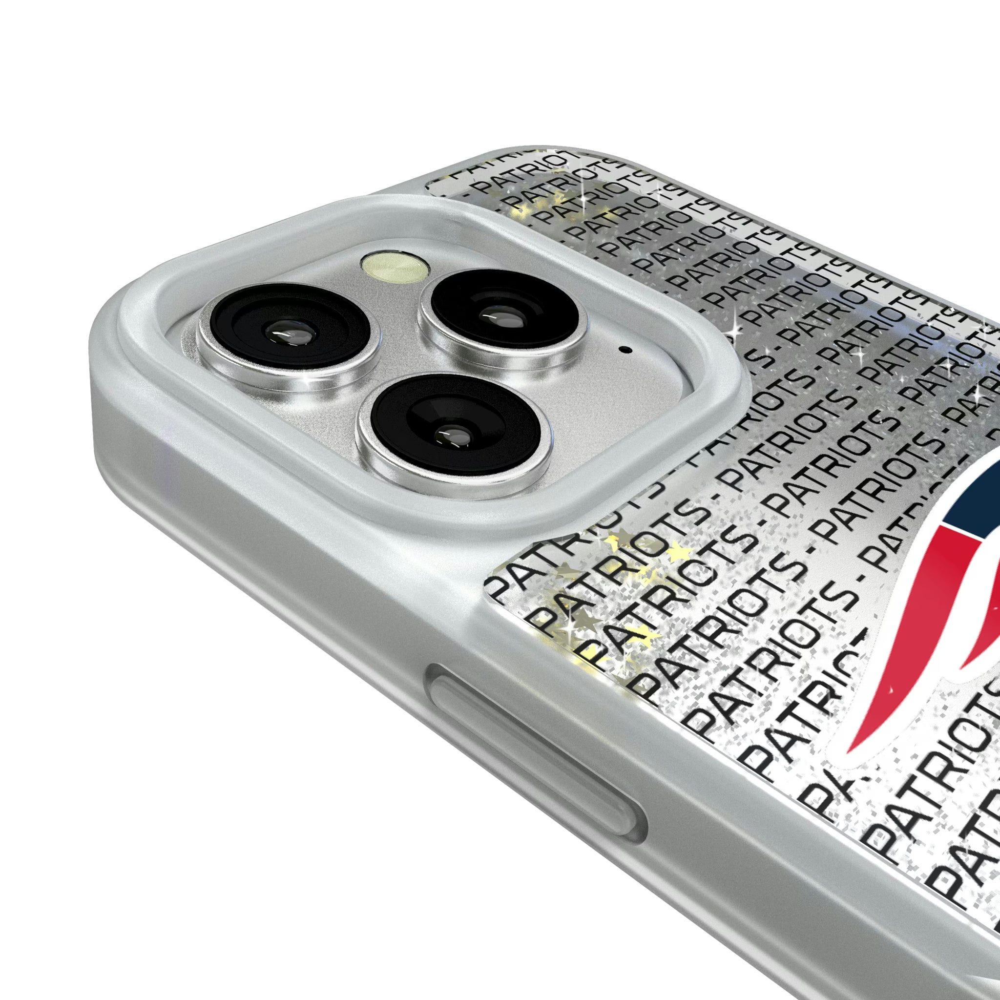 New England Patriots Text Backdrop iPhone Glitter Phone Case for Apple iPhone - Detail#Device_iPhone 16 Pro
