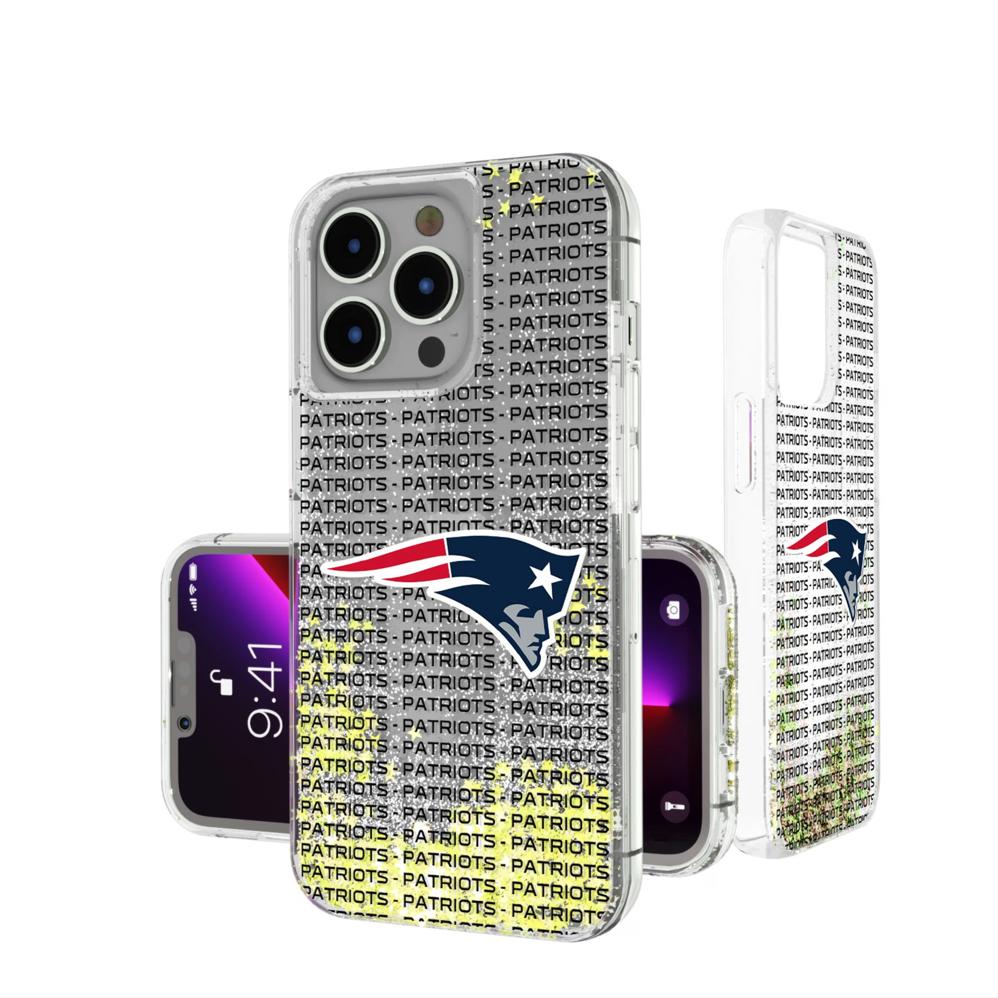 New England Patriots Text Backdrop iPhone Glitter Phone Case for Apple iPhone