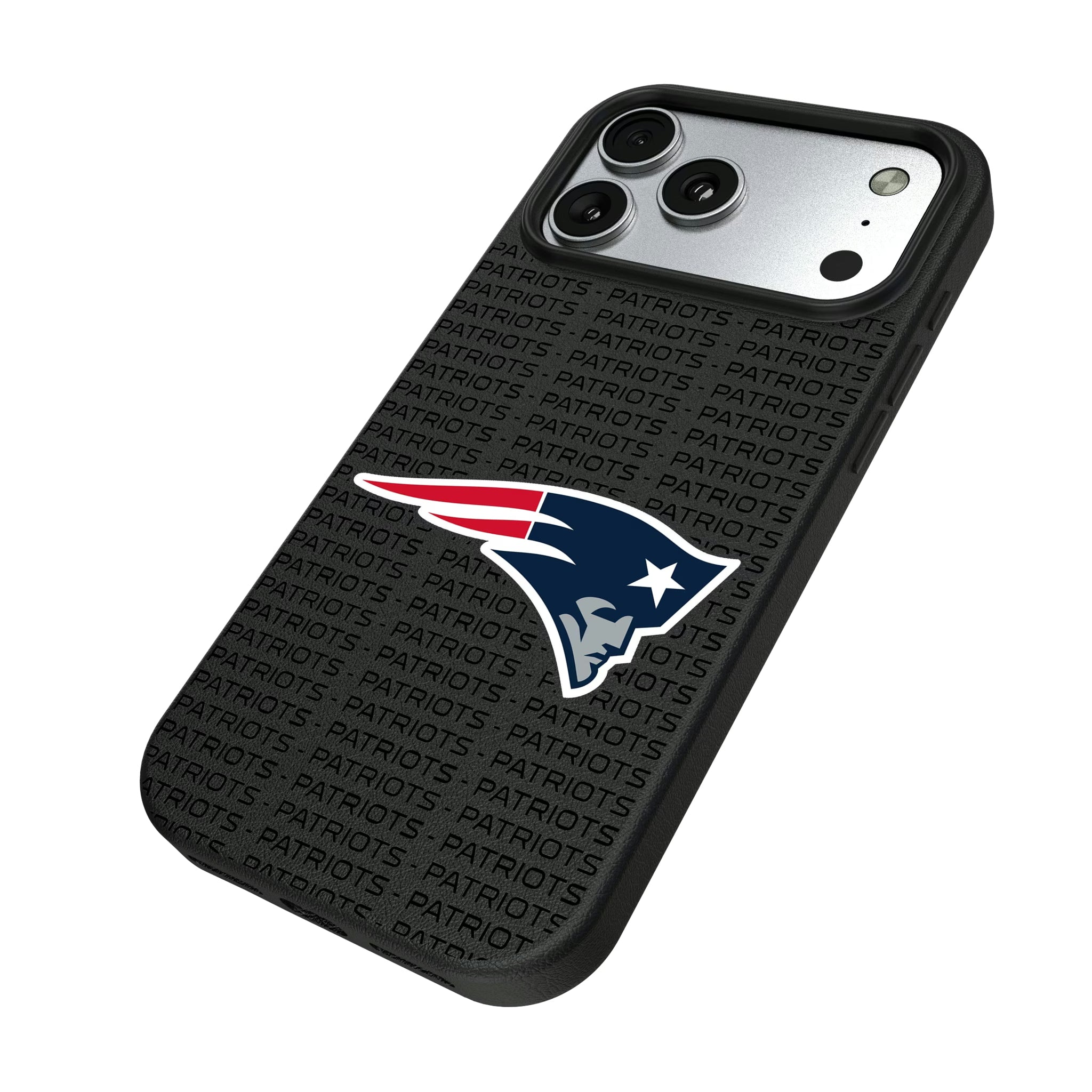 New England Patriots Text Backdrop iPhone MagSafe Compatible Phone Case for Apple iPhone - Isometric View#Device_iPhone 17 Pro Max