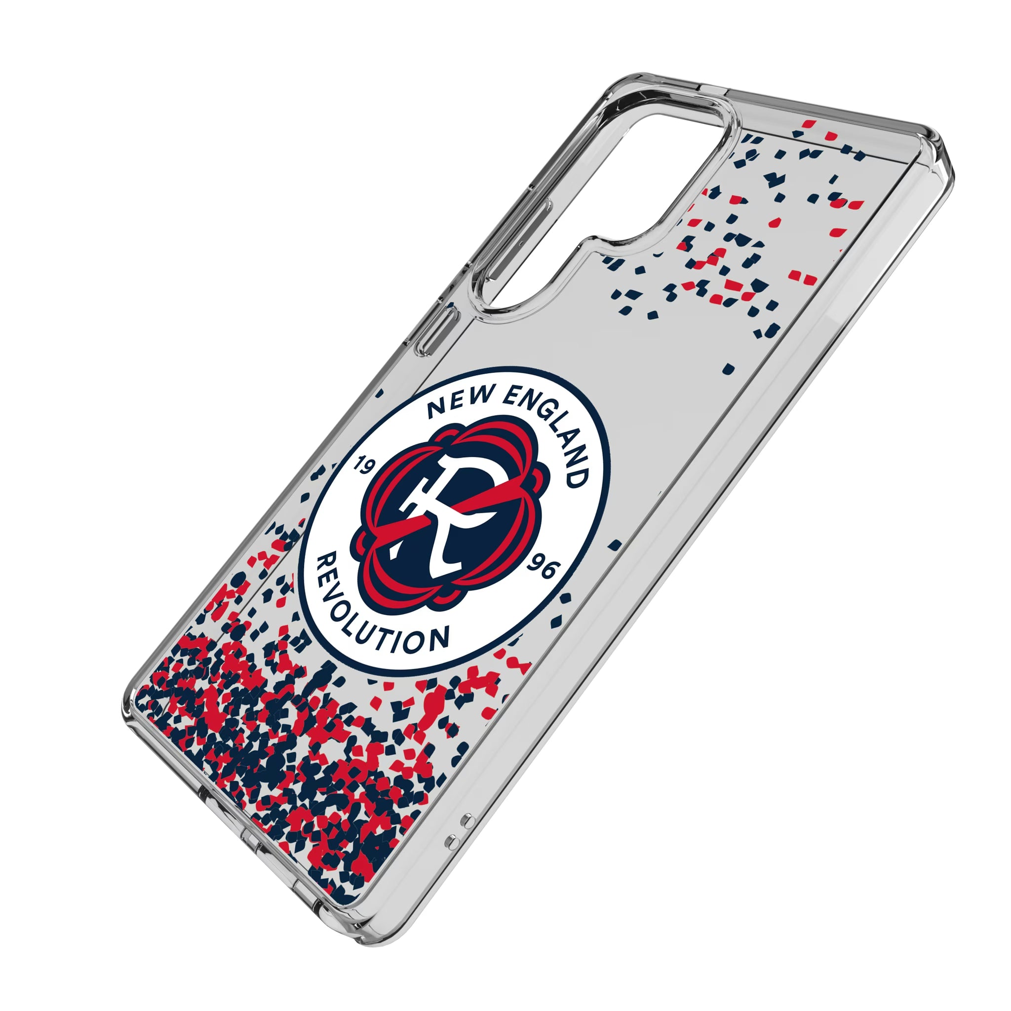 New England Revolution Confetti Galaxy Clear Phone Case for Samsung Galaxy - Isometric View