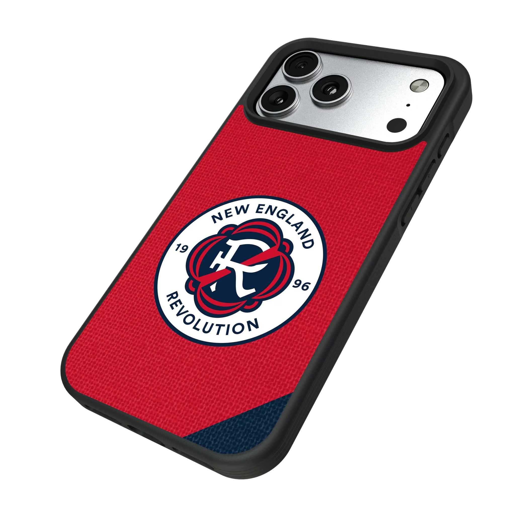 New England Revolution Diagonal Stripe iPhone Bump Phone Case for Apple iPhone - Isometric View#Device_iPhone 17 Pro Max