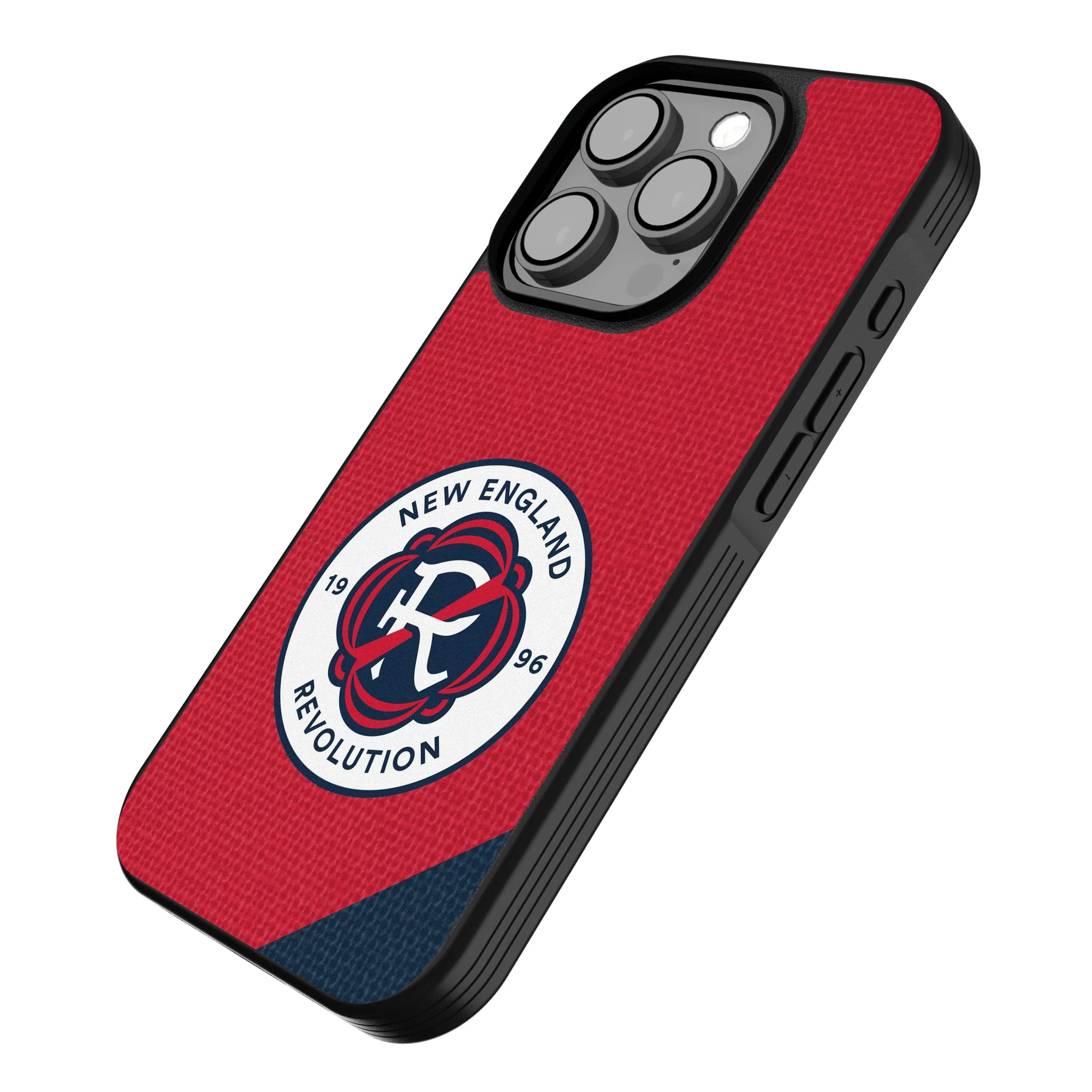 New England Revolution Diagonal Stripe iPhone Bump Phone Case for Apple iPhone - Isometric View