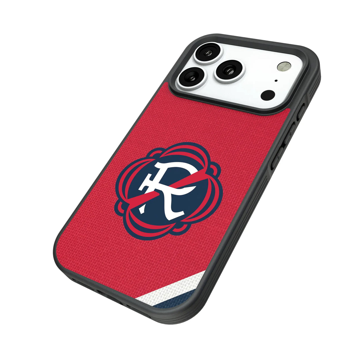New England Revolution Diagonal Stripe iPhone Bump Phone Case for Apple iPhone - Isometric View#Device_iPhone 18 Pro